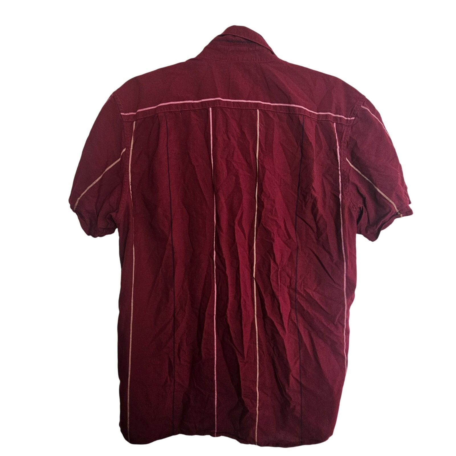 RVCA RVCA Shirt Red Striped Button Front Short Sleeve Top Men L Size US L / EU 52-54 / 3 - 8 Thumbnail