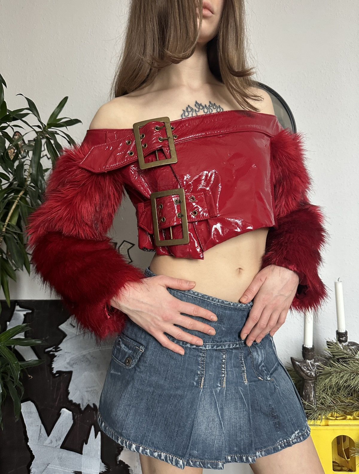 Designer Josephina Sexy y2k Faux Fur Sleeve Chunky Buckle Bratz Size M / US 6-8 / IT 42-44 - 5 Thumbnail