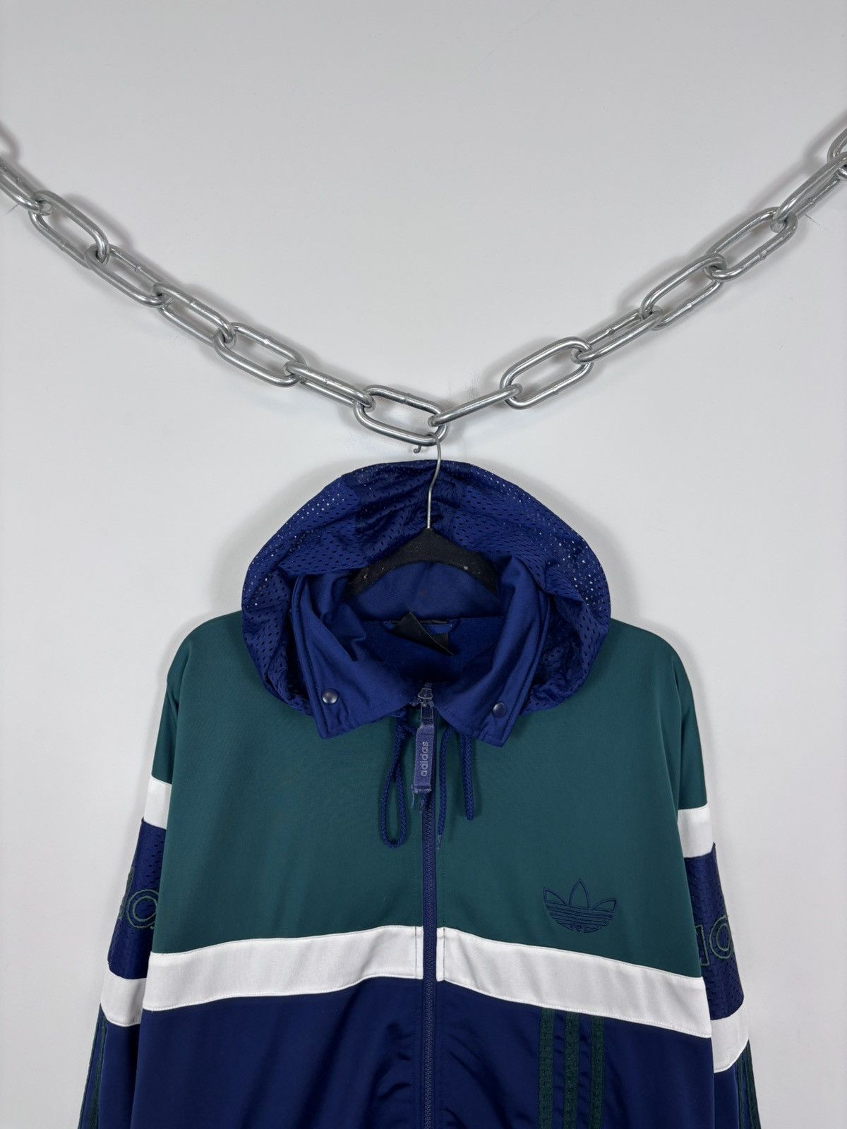 Adidas Vintage 1990s Adidas Big Logo Retro Hooded Track Jacket Size US XL / EU 56 / 4 - 4 Thumbnail