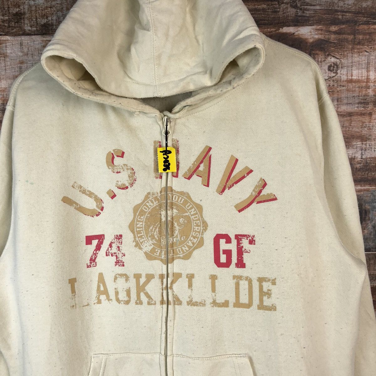 Japanese Brand The First Wave Crem Hoodie sweater #A2038 Size US L / EU 52-54 / 3 - 5 Thumbnail