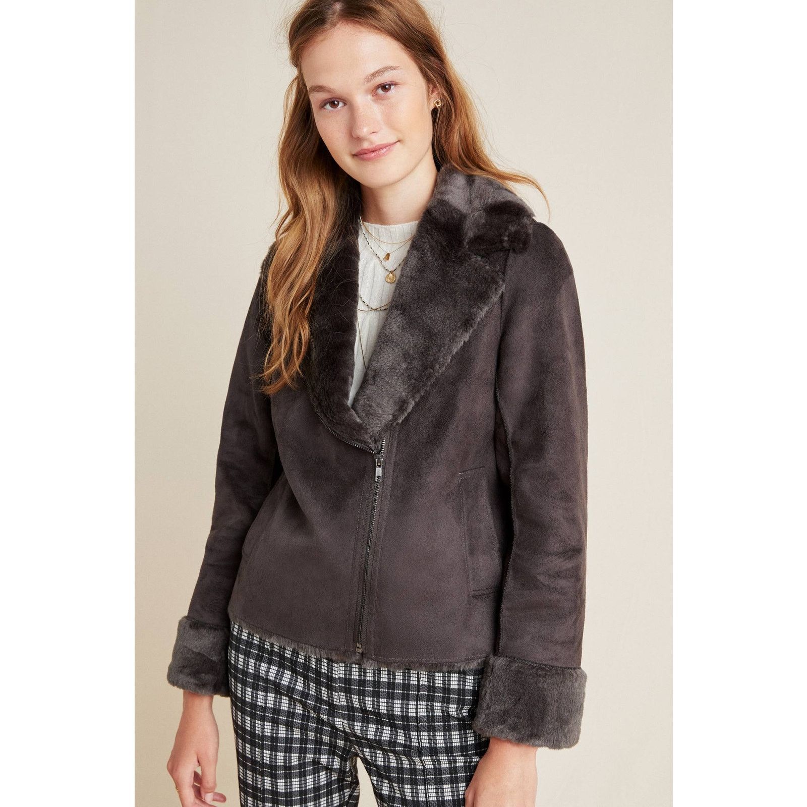 Anthropologie Anthropologie Evita Faux Fur Aviator Jacket $240 Size 6 Gray Size M / US 6-8 / IT 42-44 - 1 Thumbnail