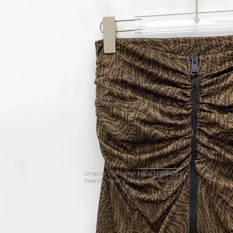 Fendi Fendi Dark brown logo letter full-print zip-up tube dress Size S / US 4 / IT 40 - 3 Thumbnail