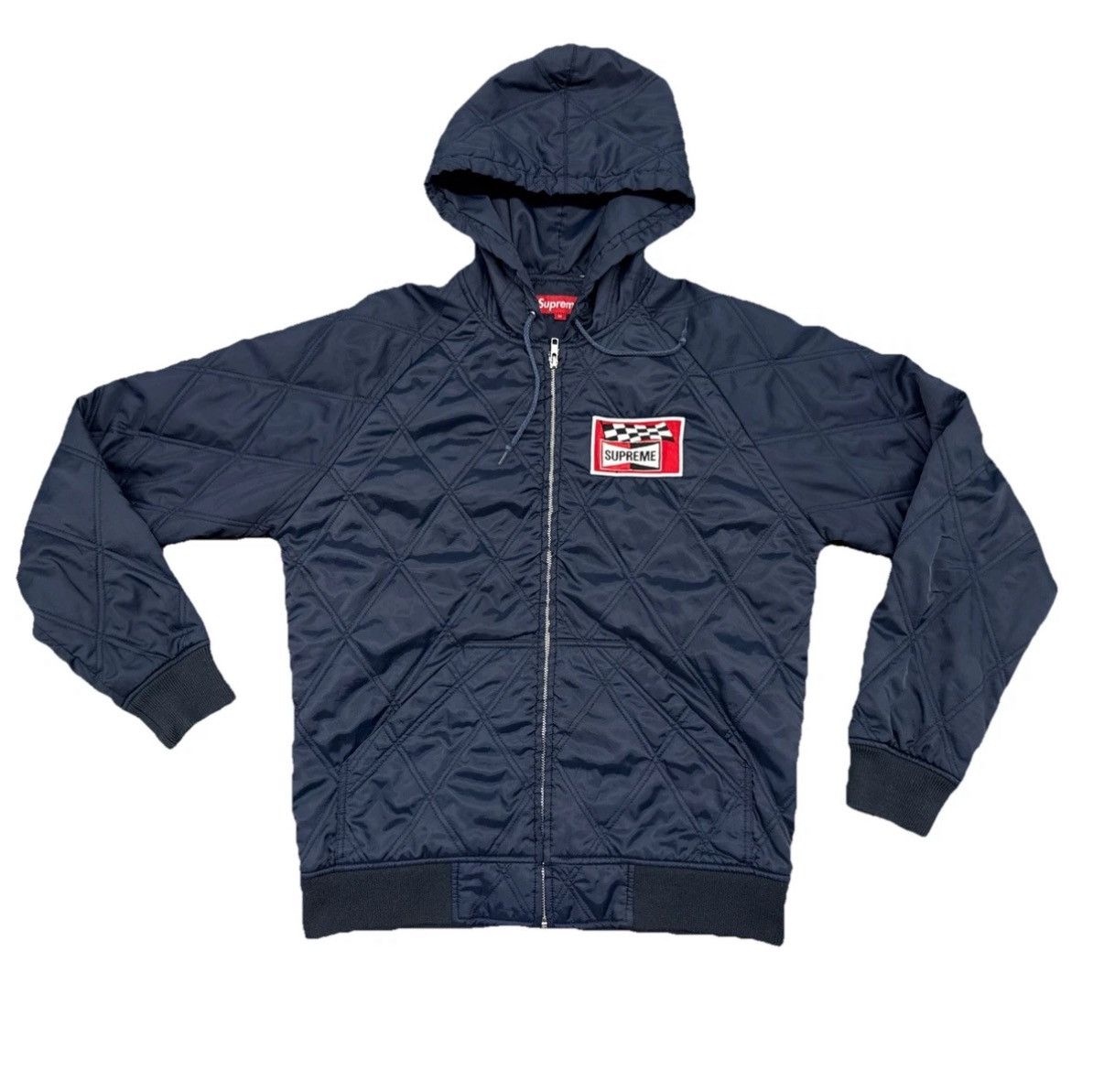 Supreme Supreme Quilted Hooded Jacket Blue M SS13 Checkered Flag OG Size US M / EU 48-50 / 2 - 1 Thumbnail