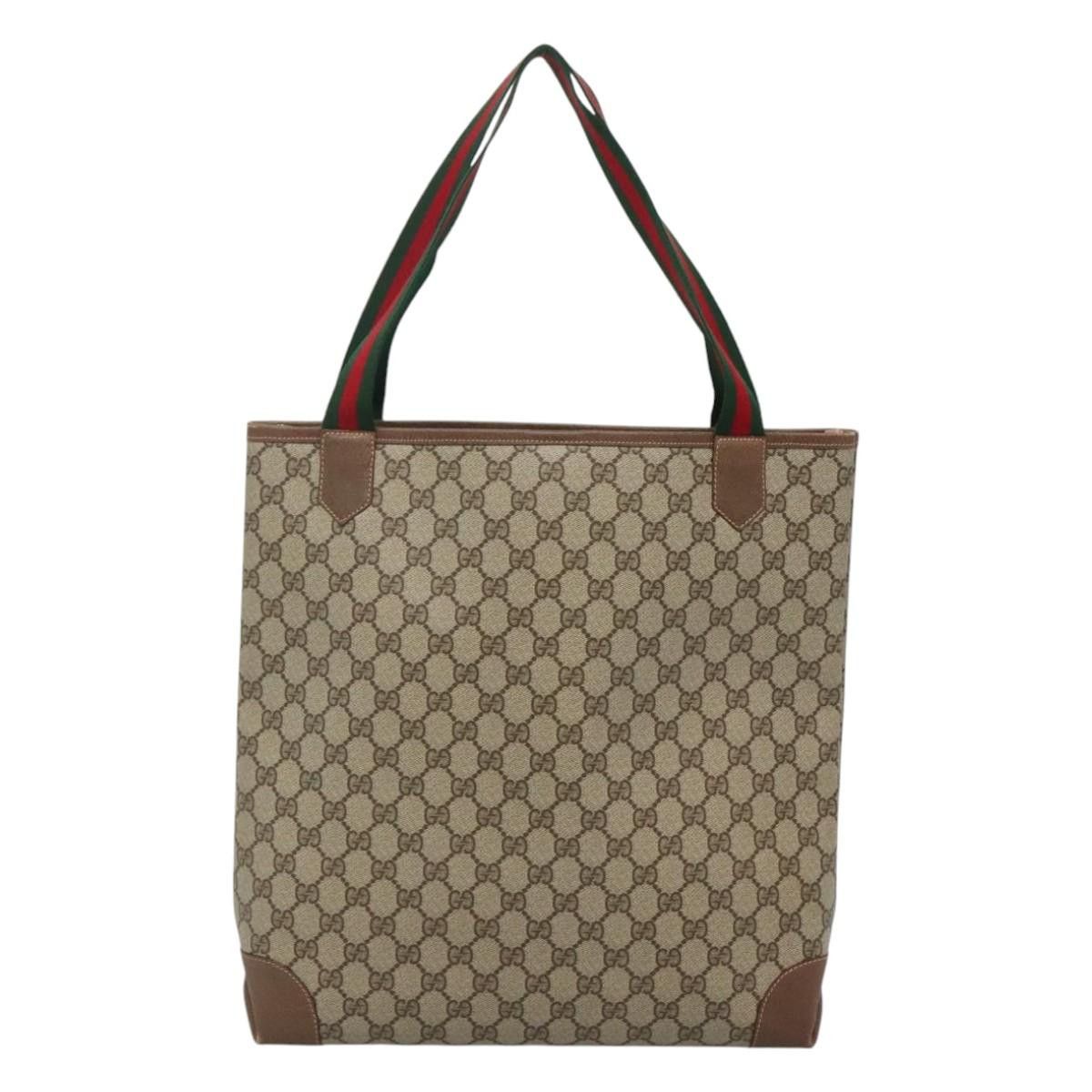Gucci GUCCI GG Supreme Web Sherry Line Tote Bag Pvc Beige 002 904 Size ONE SIZE - 3 Thumbnail
