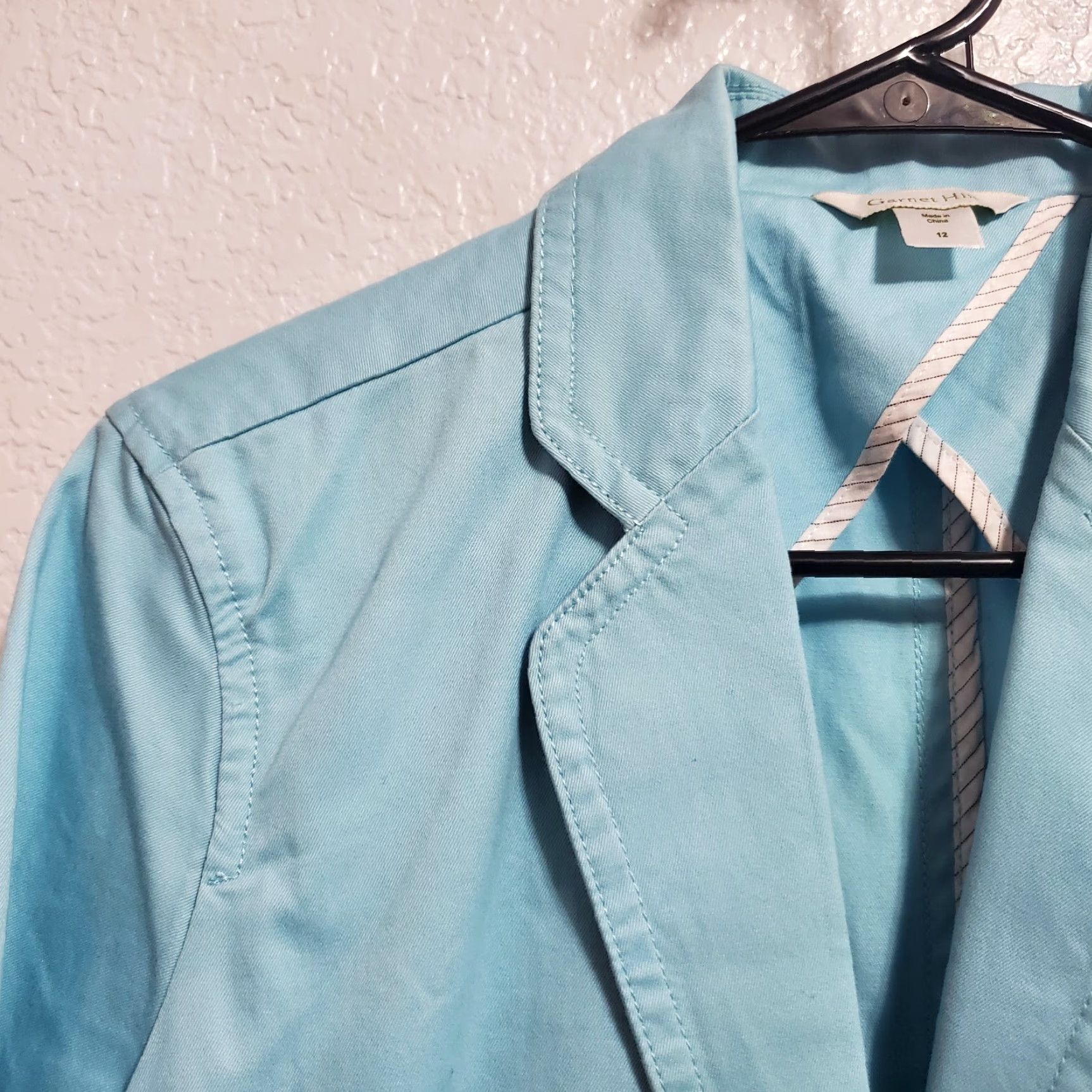 Vintage Garnet Hill Blazer Women 12 Light Blue Cotton One Button Pockets Academia Size XL / US 12-14 / IT 48-50 - 4 Thumbnail