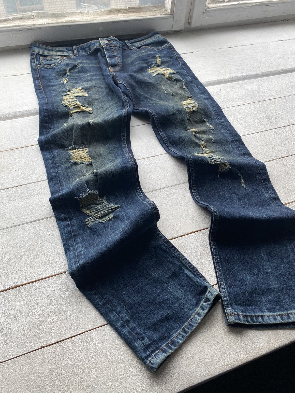 Japanese Brand × Other × Vintage 🔥OPIUM GOTHIC DISTRESSED PUNK EMO JEANS 38 MENS RARE Y2k Size US 38 / EU 54 - 2 Thumbnail