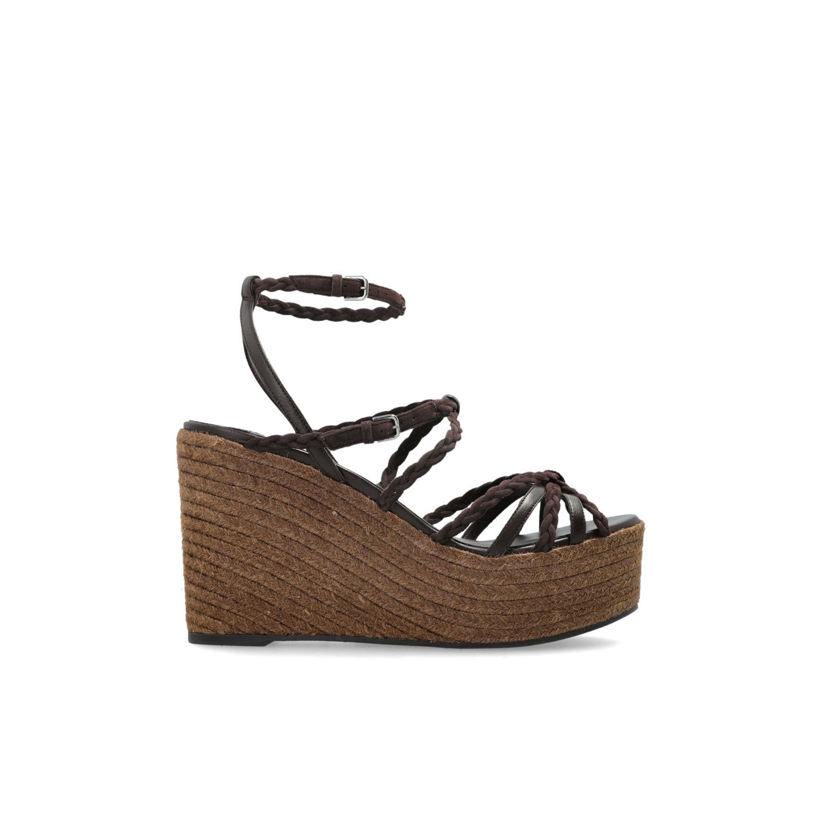 JIMMY CHOO Nyra 100 Brown Wedge Sandals New & Authentic (Wom