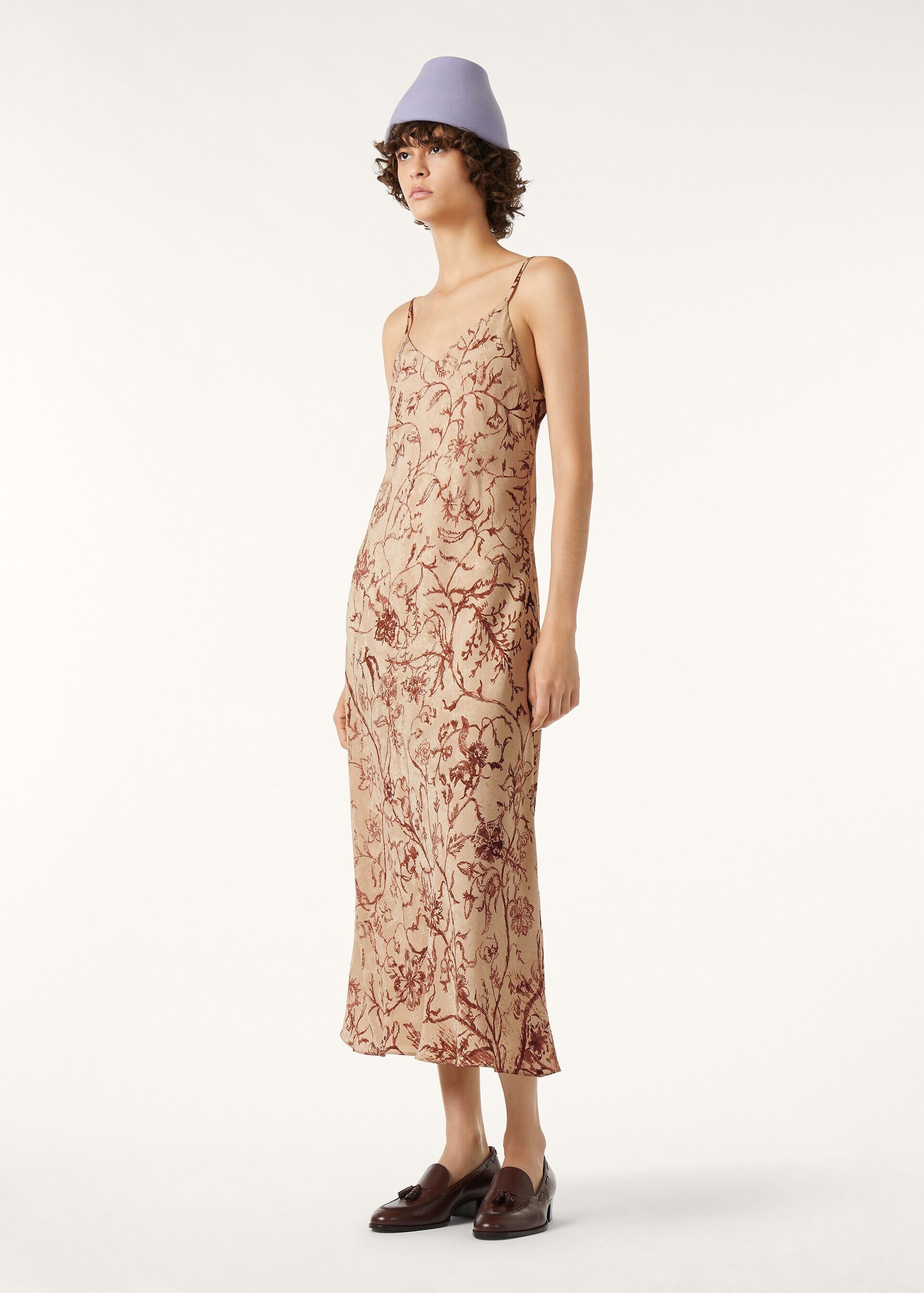 Loro Piana os11x0326 FAR0263 Marian Dress in Beige/Bordeaux Size M / US 6-8 / IT 42-44 - 5 Thumbnail