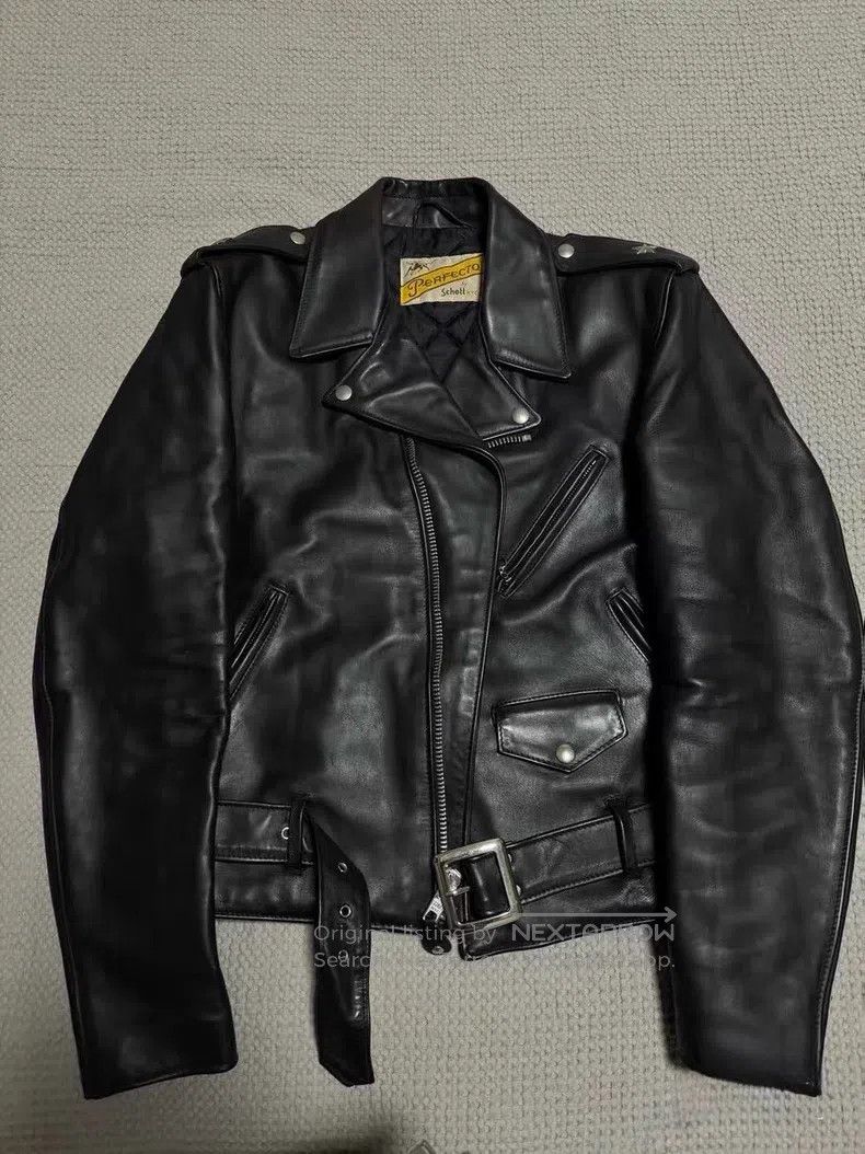 Schott Schott Diagonal zipper leather jacket Size US XL / EU 56 / 4 - 1 Thumbnail
