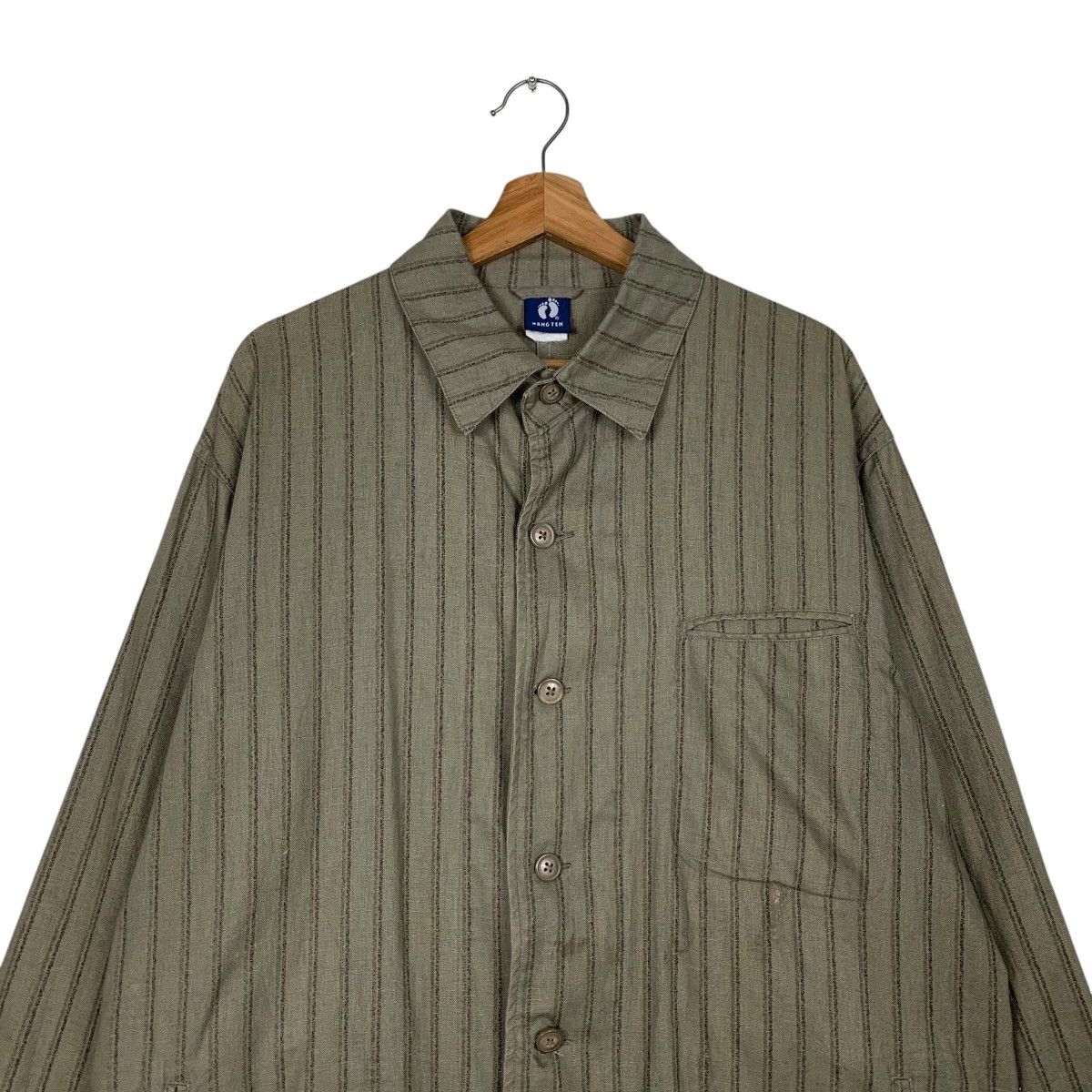 Hang Ten 90’s HANGTEN Striped Collared Button Casual Jacket #2150-C95 Size US L / EU 52-54 / 3 - 2 Thumbnail