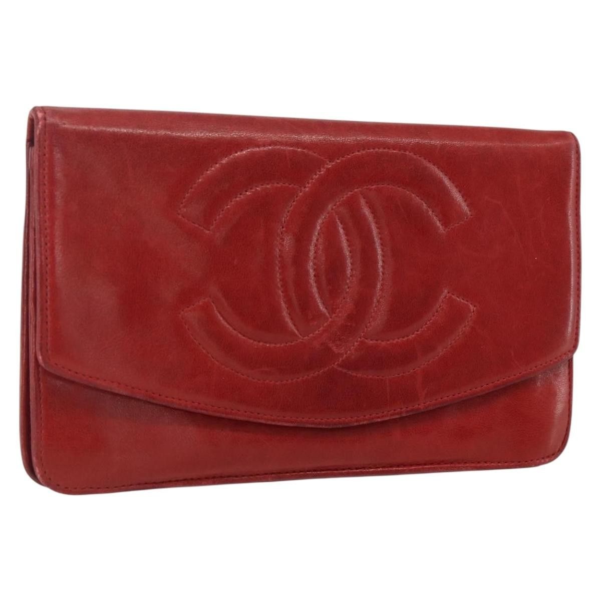 Chanel Chanel Long Wallet Caviar Skin Red Gold CC Size ONE SIZE - 1 Thumbnail