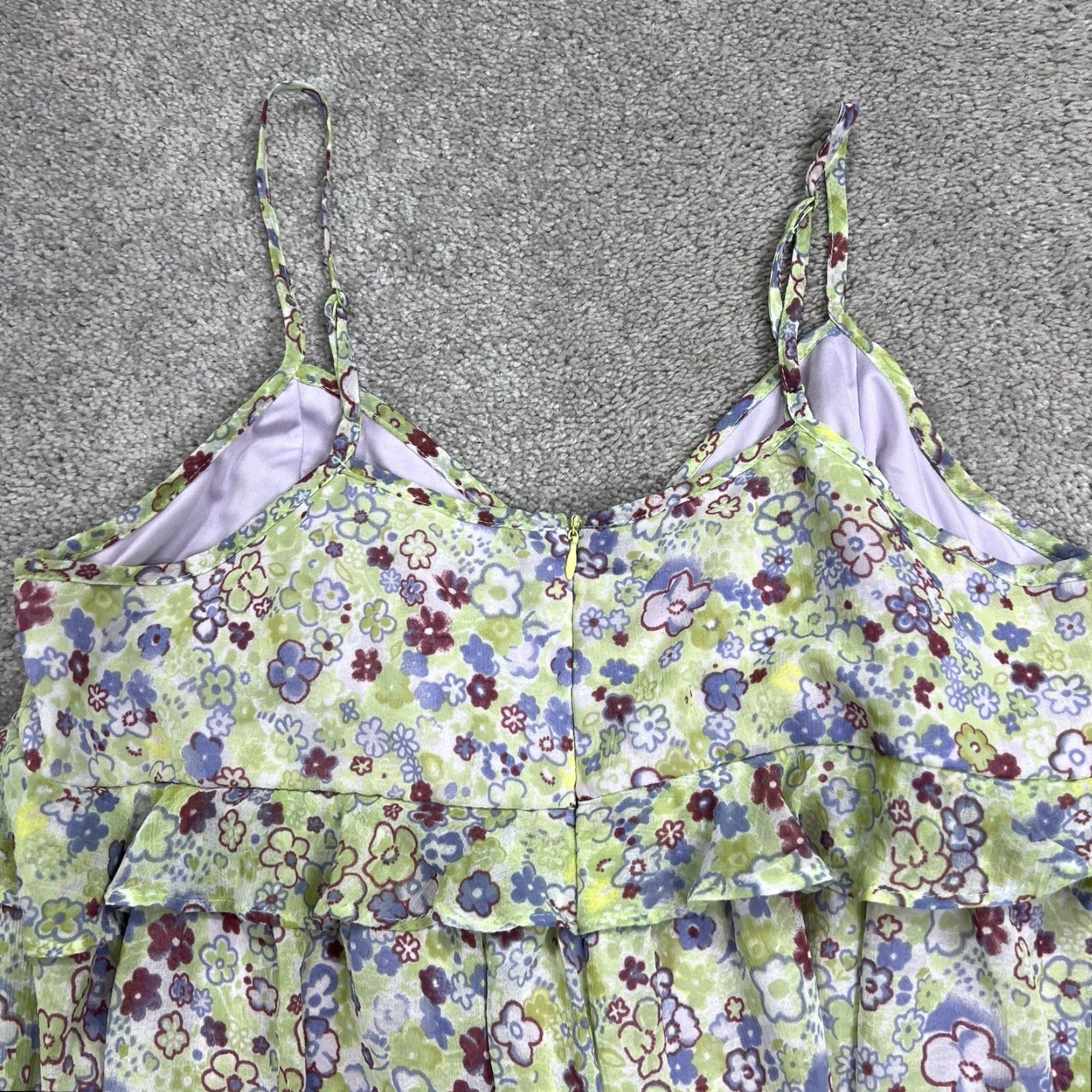 Urban Outfitters Urban Outfitters Romper Women Large Green Purple Floral Lined Short Festival NWT Zip Back Bohemian Spring Summer Size 36" / US 14 / IT 50 - 6 Thumbnail