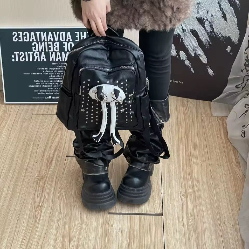 Japanese Brand Cartoon Japanese Y2k Gothic Punk School Bag Backpack Size ONE SIZE - 4 Thumbnail