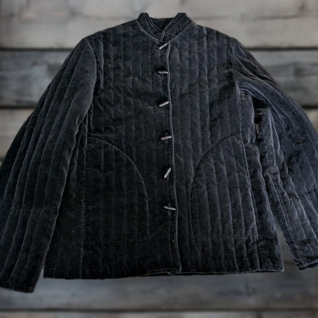 VINTAGE F.A. Chatta Women's Velvet Toggle Jacket Mid-Length 10 Black Party/Cocktail Formal Casual Womens
