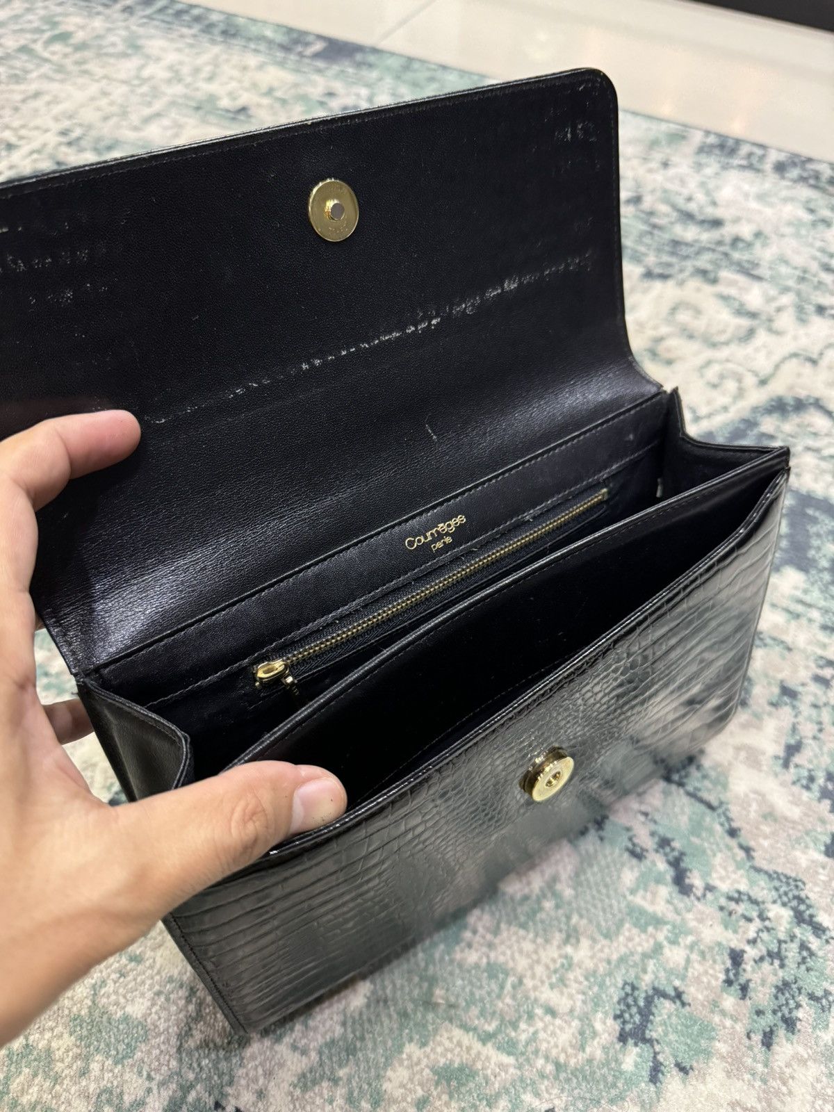 Courreges × Vintage COURREGES PARIS PATTERN LEATHER CLUTCH Size ONE SIZE - 7 Thumbnail
