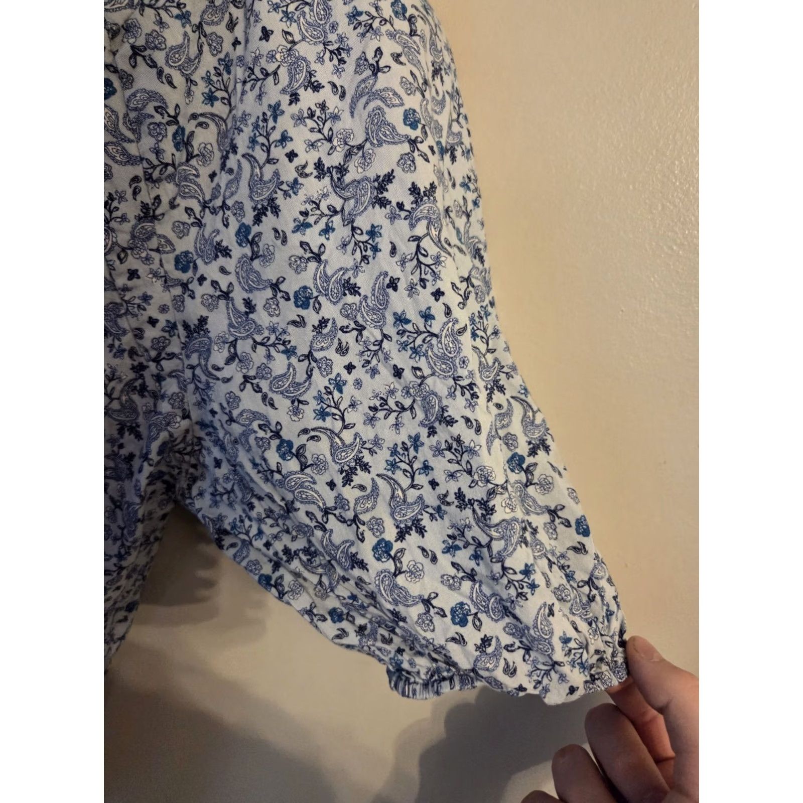 Old Navy Old Navy Blue Floral Paisley Print Smocked Back Top Boho Hippie Cottagecore 3X Size XXL / US 16-18 / IT 52-54 - 5 Thumbnail