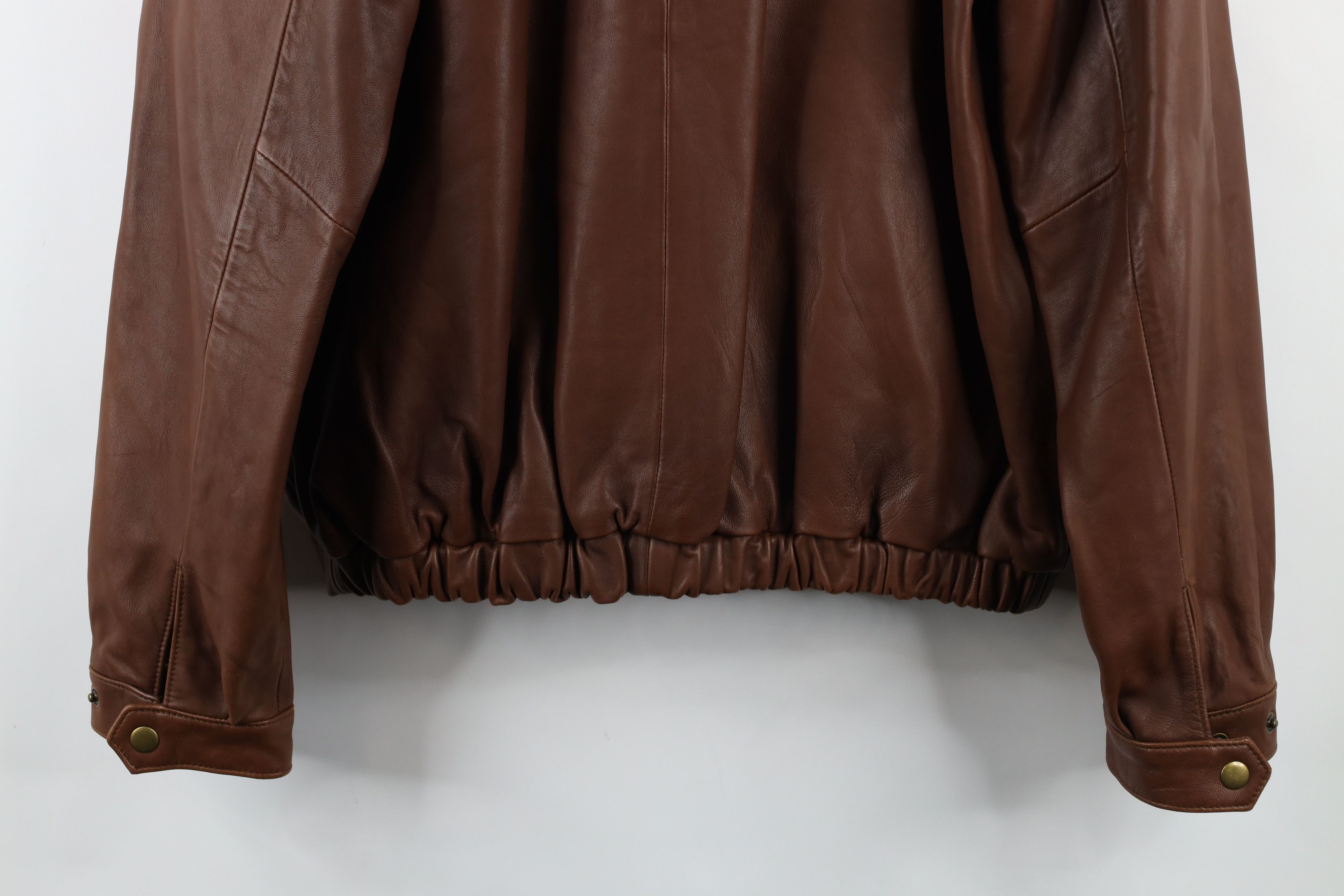 Vintage Vintage 90s Streetwear Leather Flight Bomber Jacket Brown Size US M / EU 48-50 / 2 - 14 Thumbnail