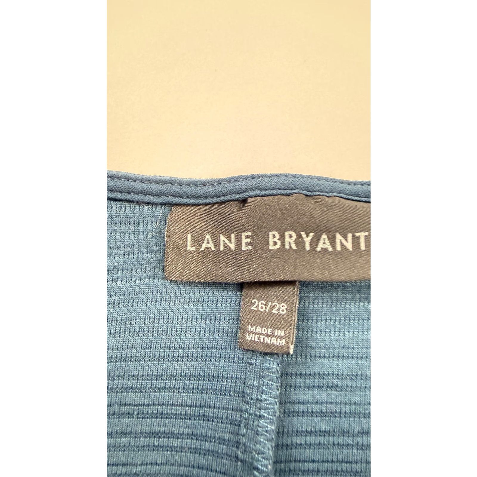 Vintage Lane Bryant Dress Womens 4X Blue Textured Knit Sleeveless Fit & Flare Knee Length V-Neck Solid Plus Size 26/28 Size XXL / US 16-18 / IT 52-54 - 4 Thumbnail