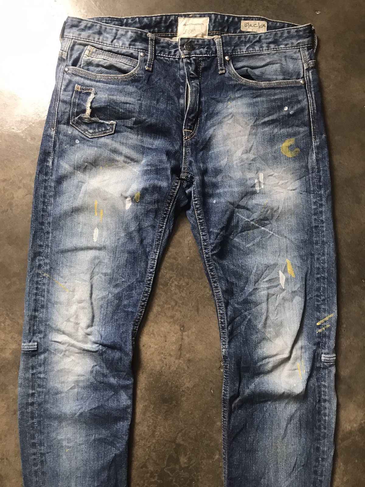 Jimmy Taverniti × Taverniti × Vintage Jimmy Taverniti - Blackie Fade Washed Splattered Paint Jeans Size US 30 / EU 46 - 6 Thumbnail
