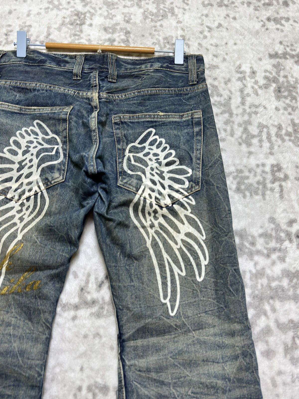 Hysteric Glamour Vintage Jack Serika Y2K Wing Graphic Boot Cut Jeans Size US 31 - 10 Thumbnail