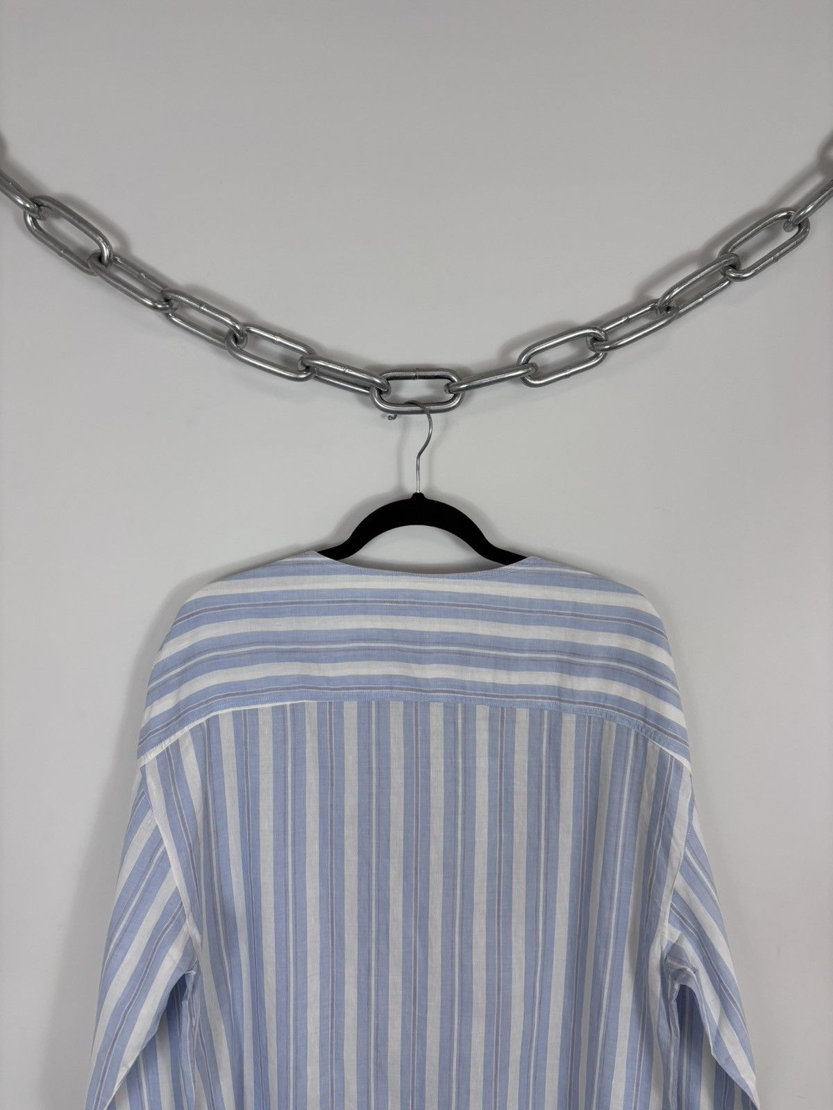 Trussardi Trussardi Vintage Women’s Blue Striped Long Sleeve Shirt Size L / US 10 / IT 46 - 17 Thumbnail