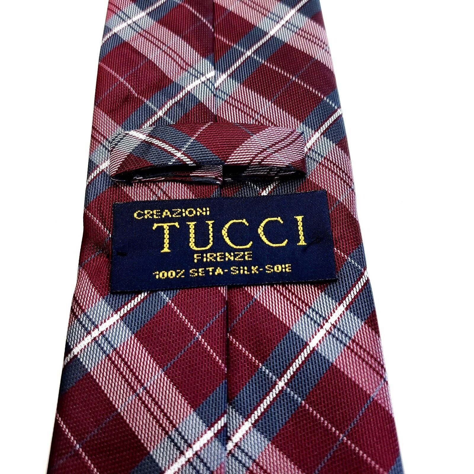 Firenze Creazioni Tucci Firenze Red Woven Plaid Skinny Silk Tie Size ONE SIZE - 3 Thumbnail
