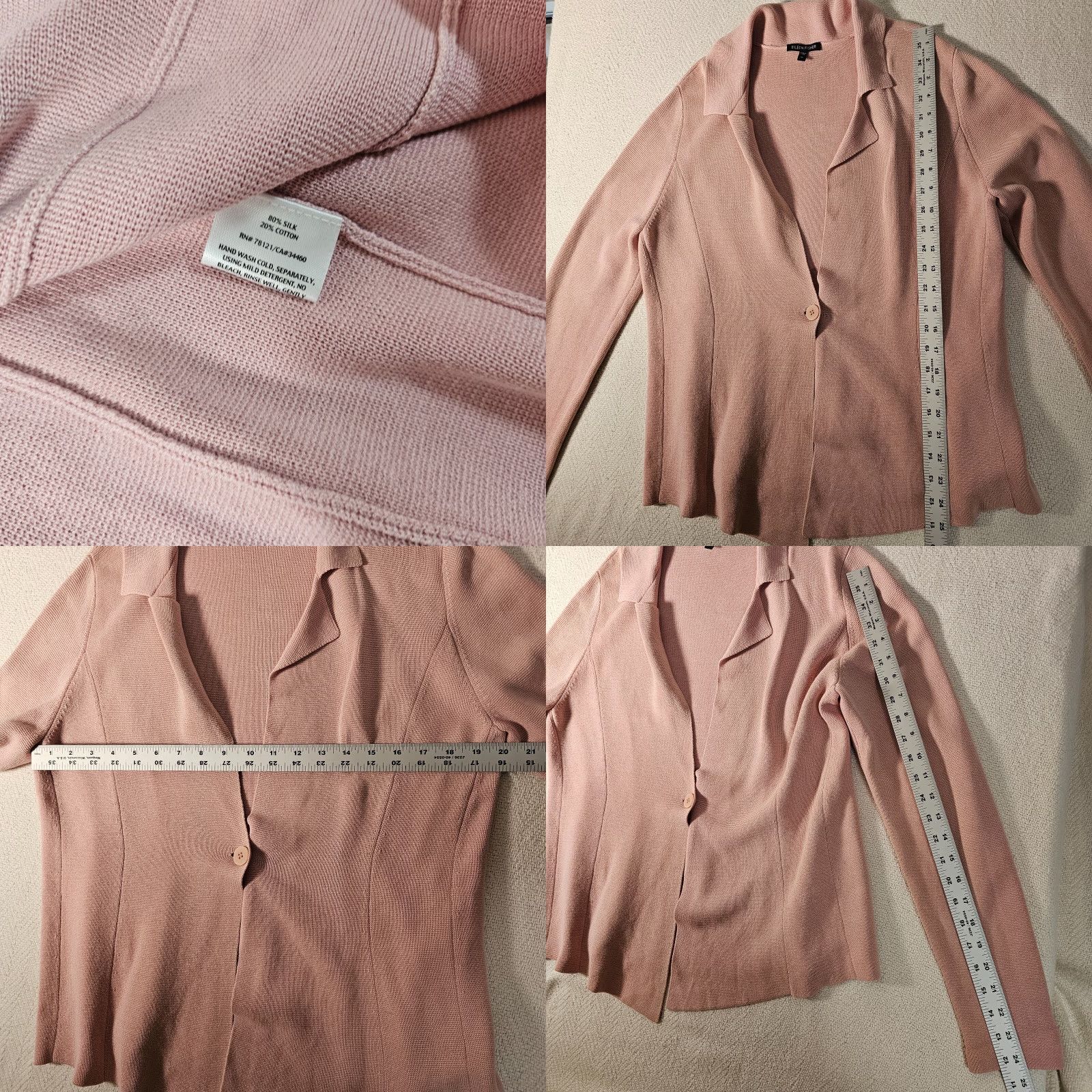 Eileen Fisher VINTAGE Eileen Fisher Pink Silk Blend Cardigan Long Sleeve M Women V-Neck Dusty Pink Cardigan Womens M Silk Blend Size M / US 6-8 / IT 42-44 - 8 Thumbnail
