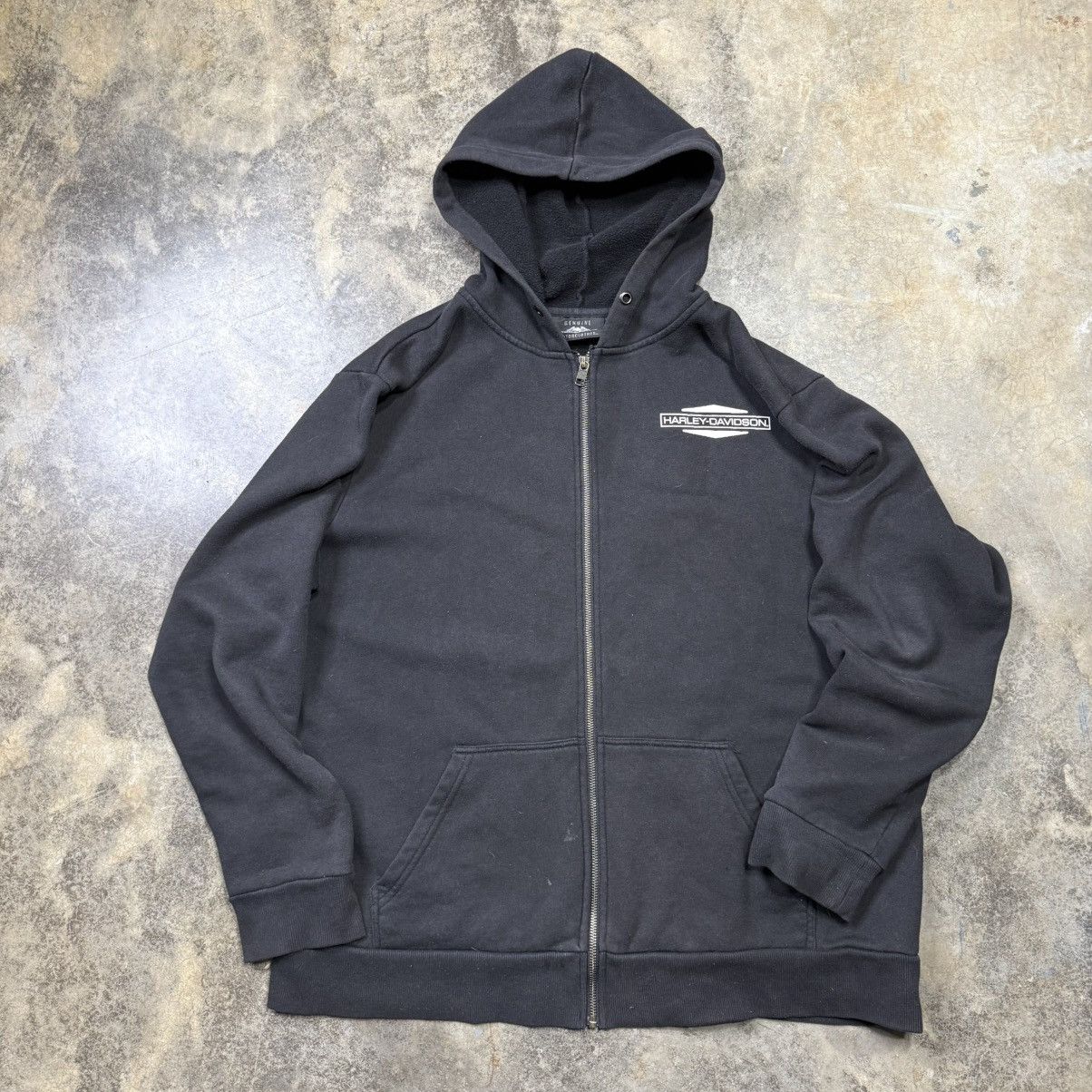Harley Davidson vintage black harley davidson zip up biker baggy hoodie Size US XL / EU 56 / 4 - 2 Thumbnail