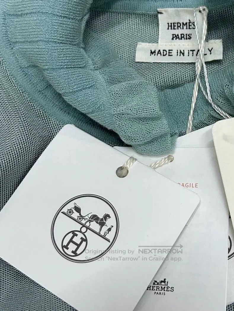 Hermes Hermes Lake Blue Lace Collar Knit Top Size XS / US 0-2 / IT 36-38 - 9 Thumbnail