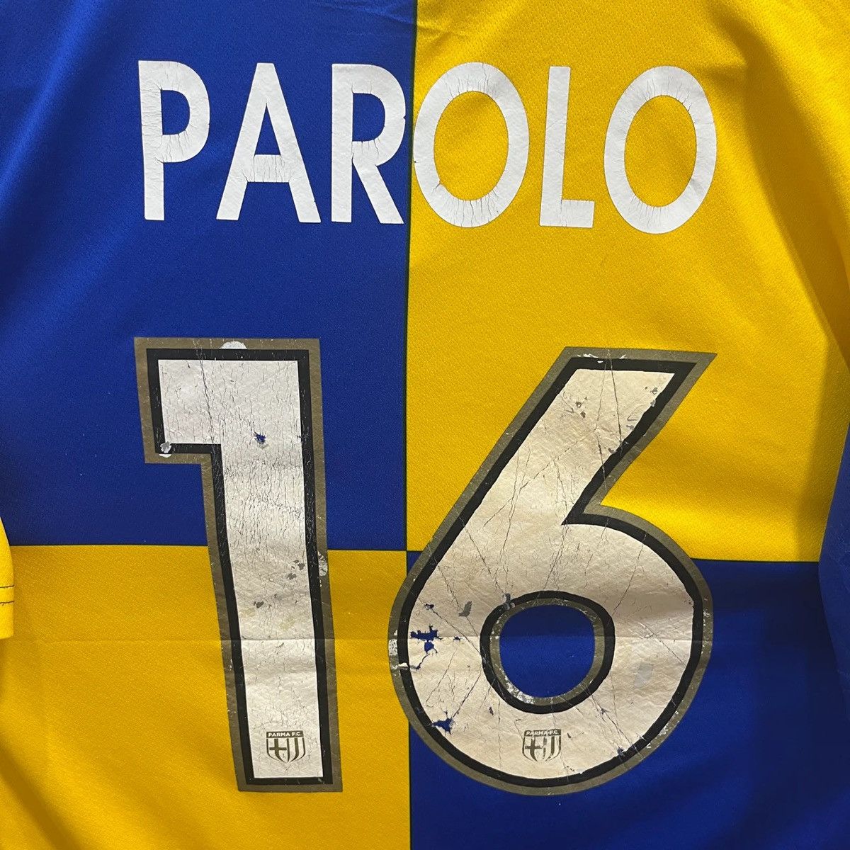 Errea Parma 2013-14 Away Parolo Match Worn Football Jersey Shirt Size US L / EU 52-54 / 3 - 9 Thumbnail