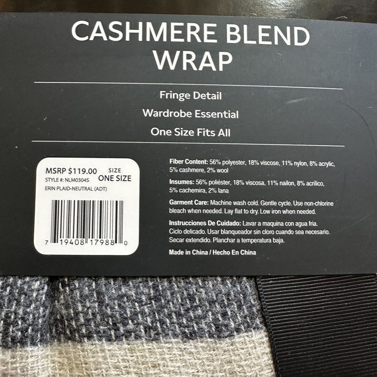 Banana Republic Women’s Banana Republic Cashmere Blend Wrap Shawl Plaid New Size ONE SIZE - 3 Thumbnail