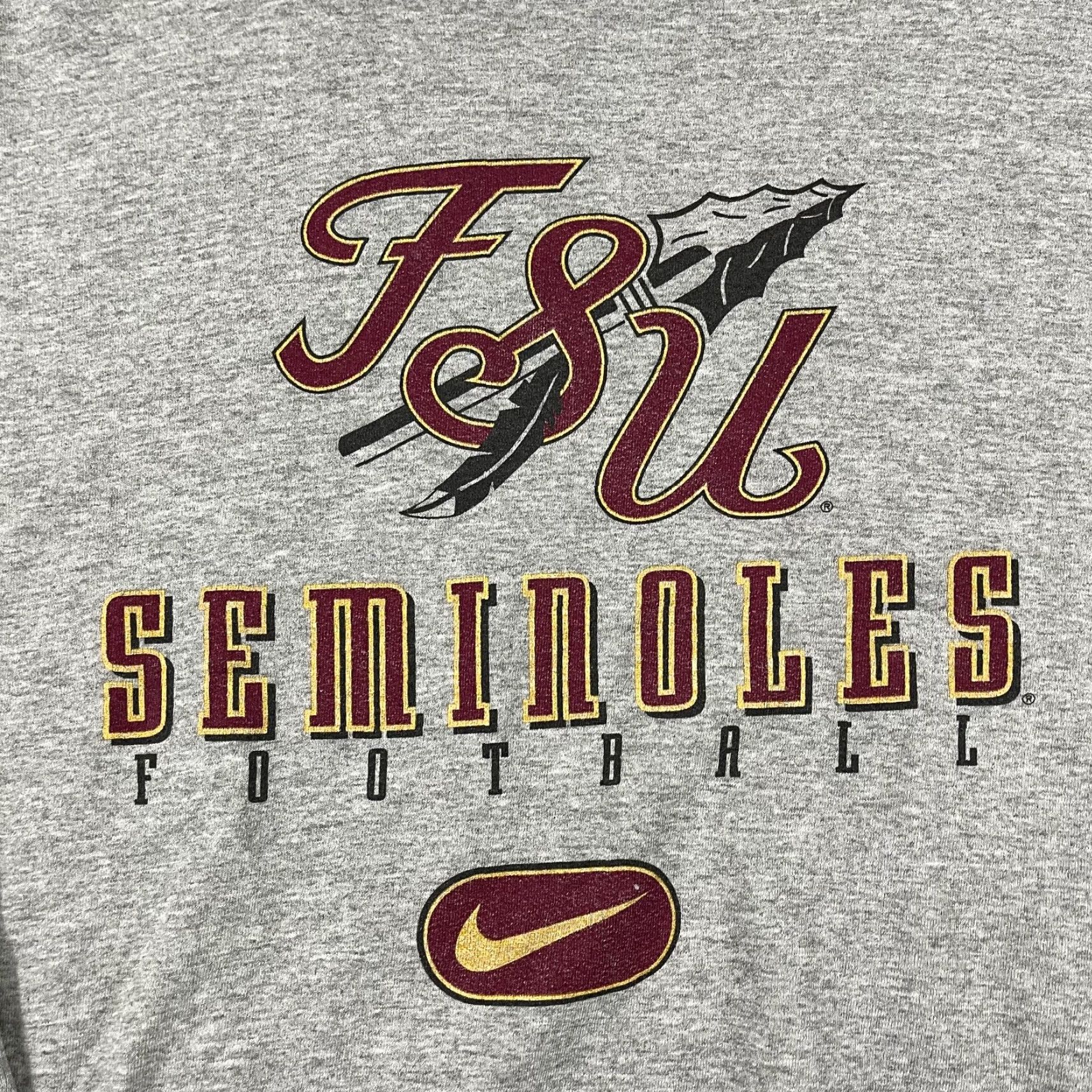 Nike VINTAGE Nike Sweatshirt Mens L Gray FSU Florida State Seminoles Crewneck 90s Sports University Logo Graphic Print Size US L / EU 52-54 / 3 - 2 Thumbnail