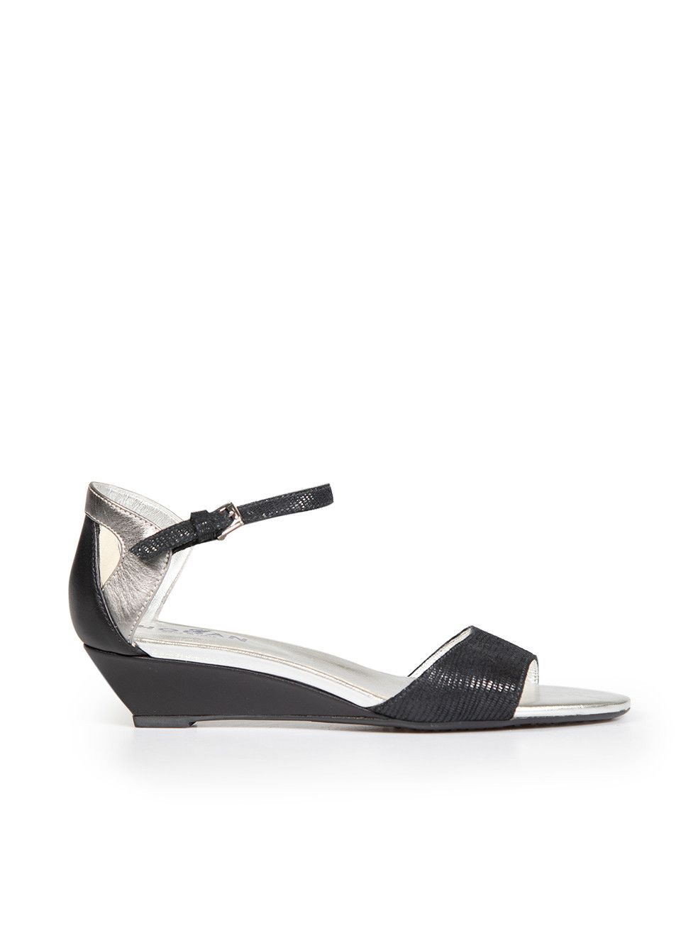 Hogan Black Suede Lizard Embossed Strap Sandals Size US 7 / IT 37 - 1 Thumbnail