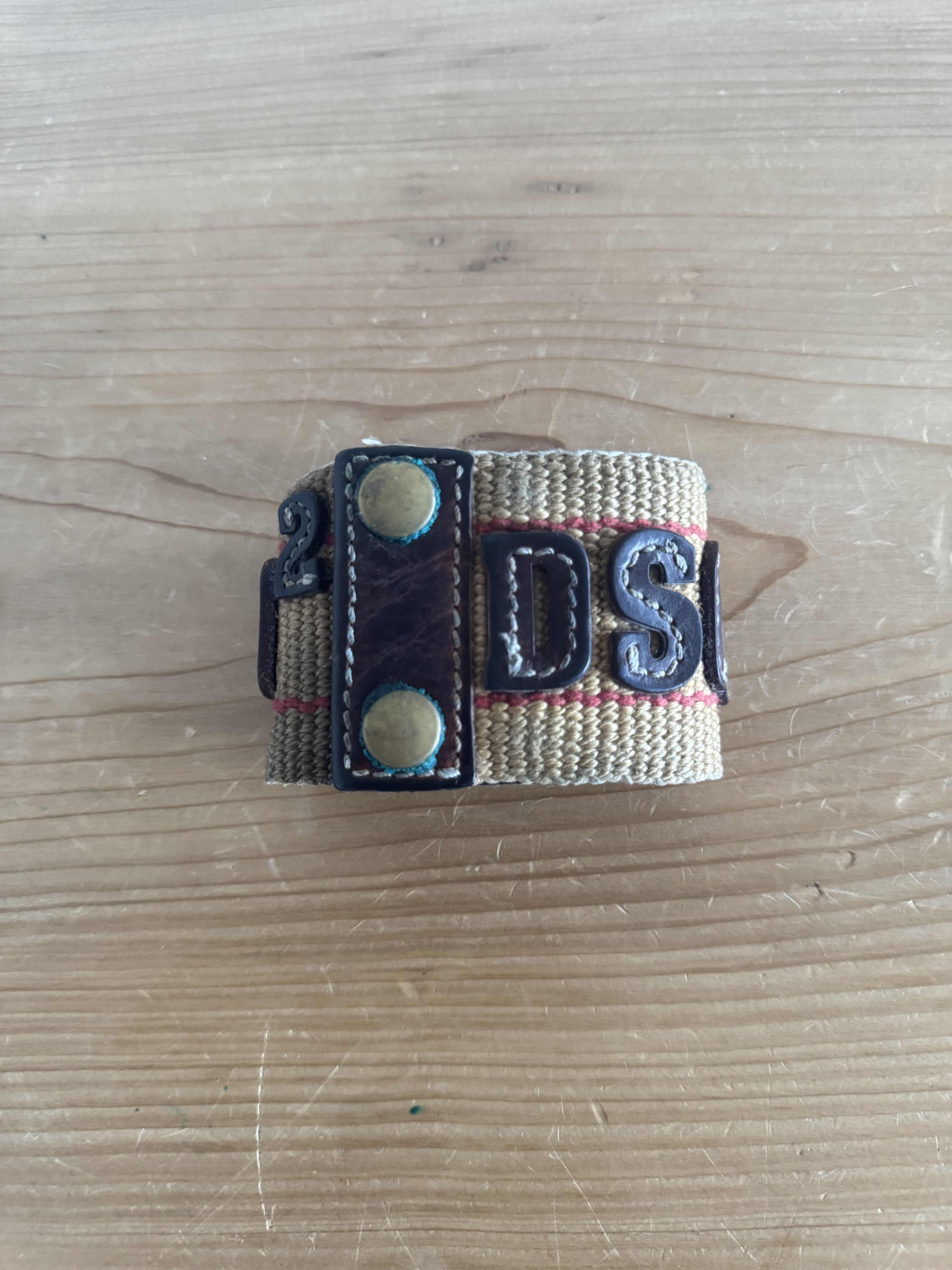 Dsquared2 Canvas Leather Logo Cuff Bracelet Size ONE SIZE - 1 Thumbnail