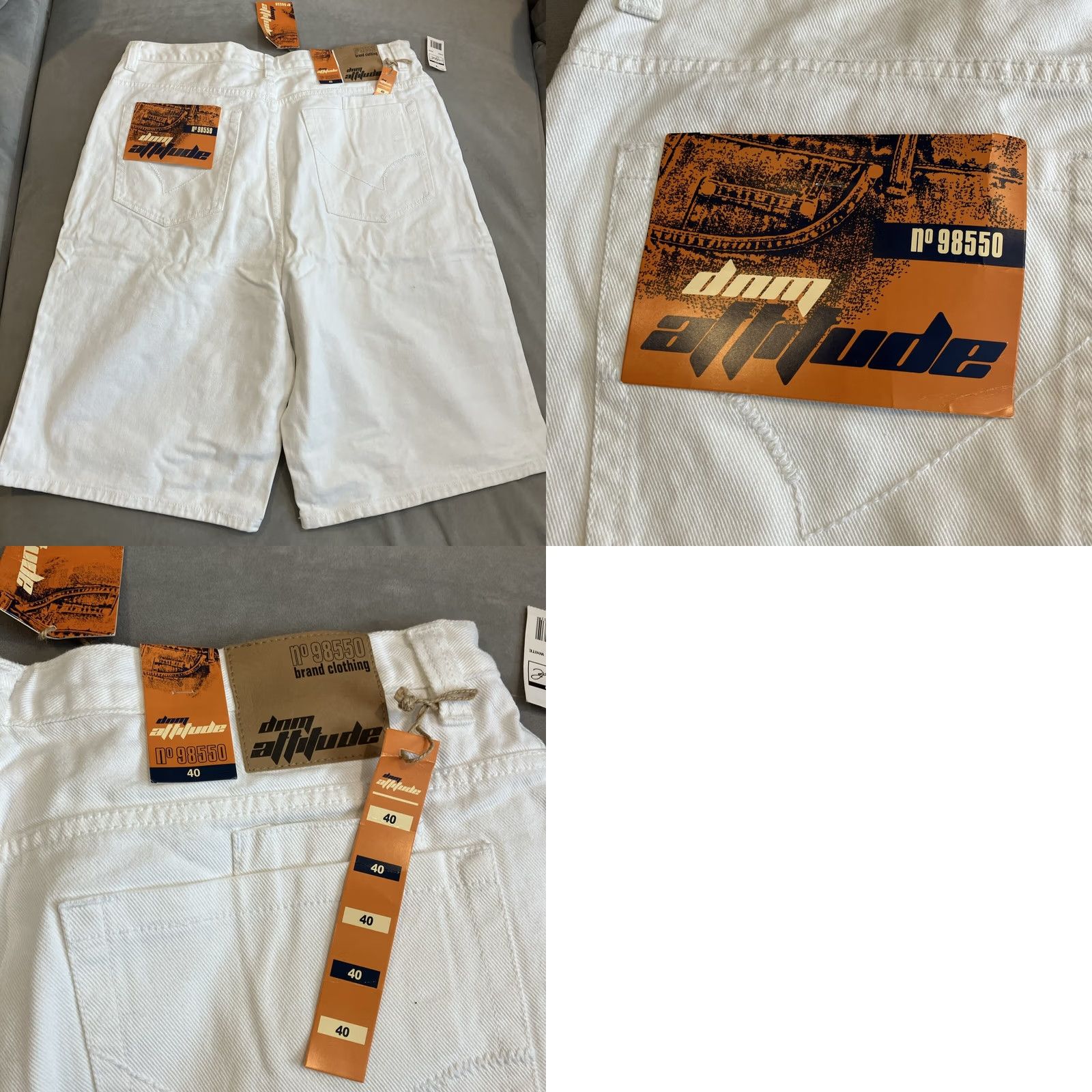 Denime Attitude WHITE WIDE LEGGED DENIM SHORTS NWT DNM 40" X 13" 15" Leg Width Size US 40 / EU 56 - 8 Thumbnail