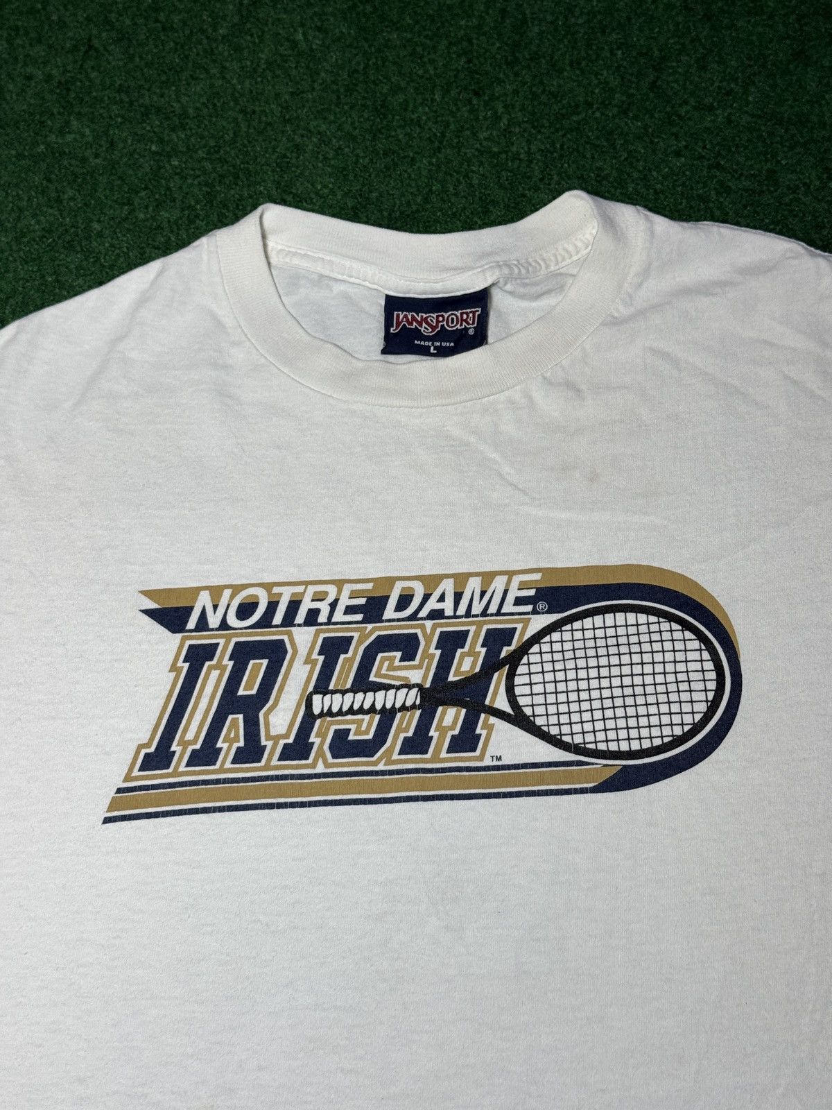 Jansport Vintage 90s Notre Dame Irish Tennis Jansport CollegeT Shirt Size US L / EU 52-54 / 3 - 2 Thumbnail