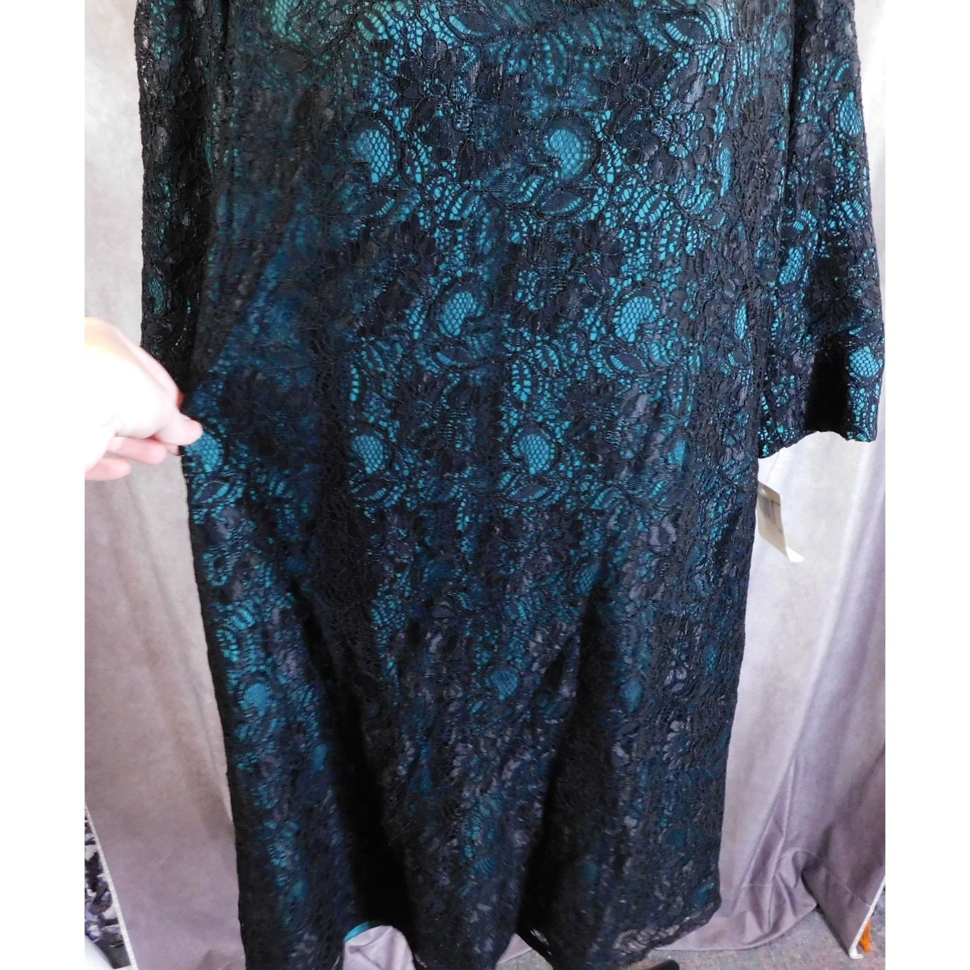 Other Tegan Black And Green Gothic Lace Dress NWT Size L / US 10 / IT 46 - 6 Thumbnail