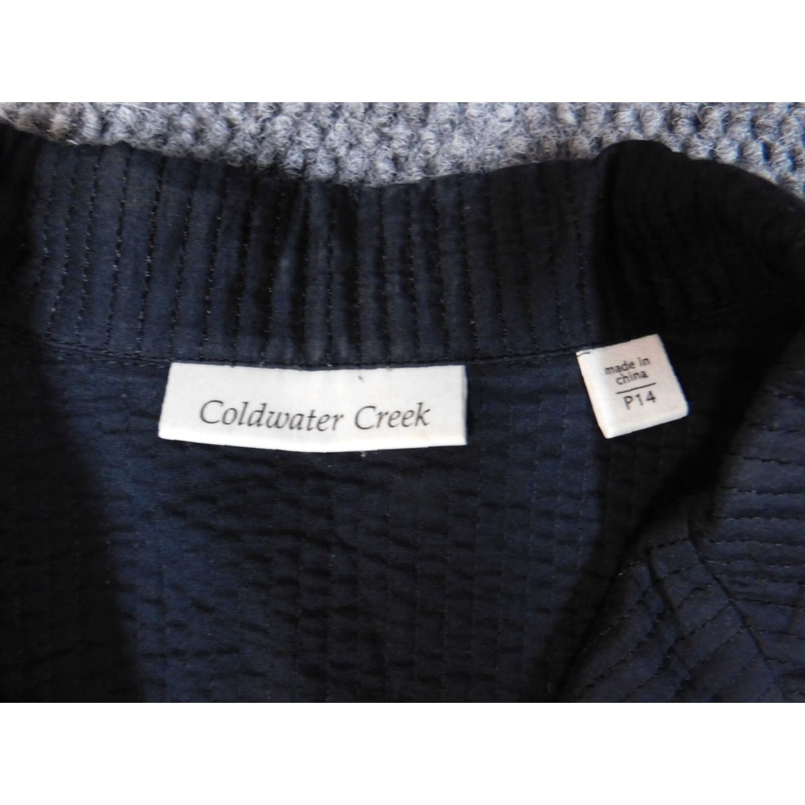 Coldwater Creek Coldwater Creek Womens Jacket Blazer 14P Petites Black Silk Lining Long Sleeve Collared Denim Cotton Solid Peanuts Theme Vintage No Size XL / US 12-14 / IT 48-50 - 5 Thumbnail