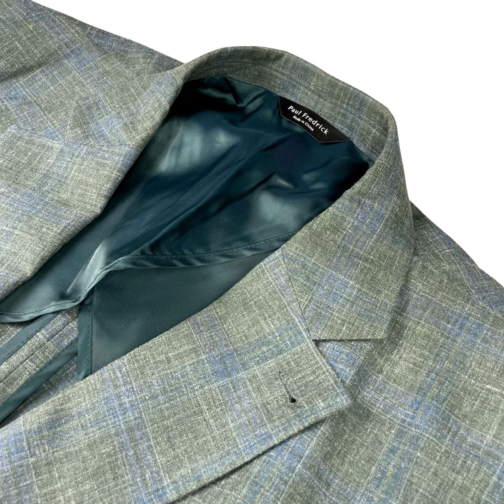 Vintage VINTAGE? No. Paul Fredrick Men's Lightweight Classic 2-Button Blazer Green/Blue Plaid 54R Size 54R - 2 Thumbnail