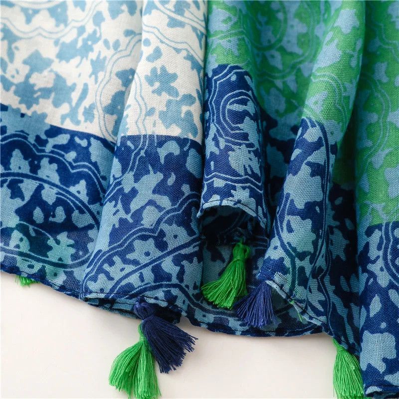 Japanese Brand × Vintage Floral Thin Tassel Viscose Shawl Scarf Lady Size ONE SIZE - 6 Thumbnail