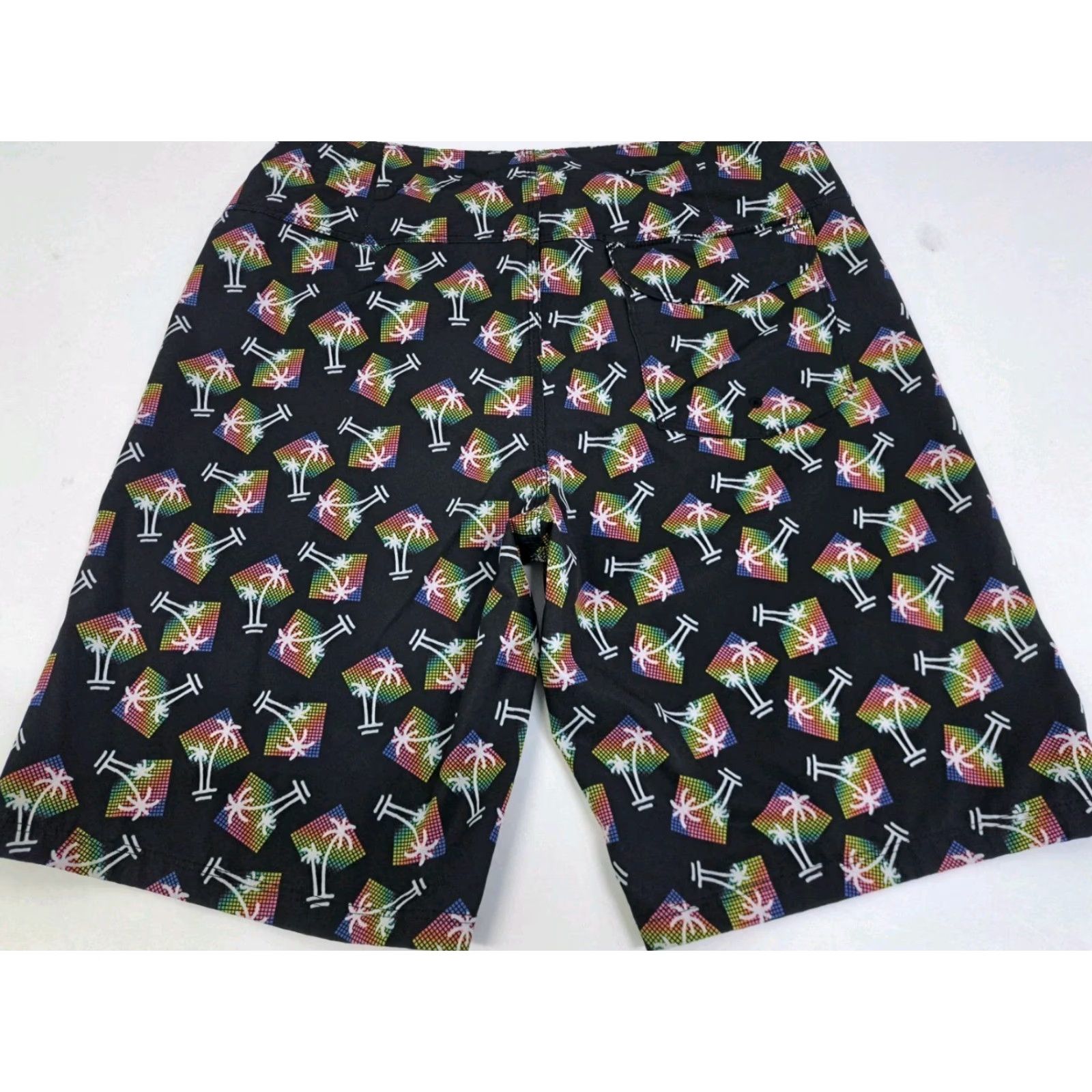 Hurley Hurley Mens Board Shorts Black/Multicolored Palm Trees 32 Quick Dry Stretch Drawstring Back Pocket Surfing Beach Gomer Tropical Regular Mens Size US 32 / EU 48 - 2 Thumbnail