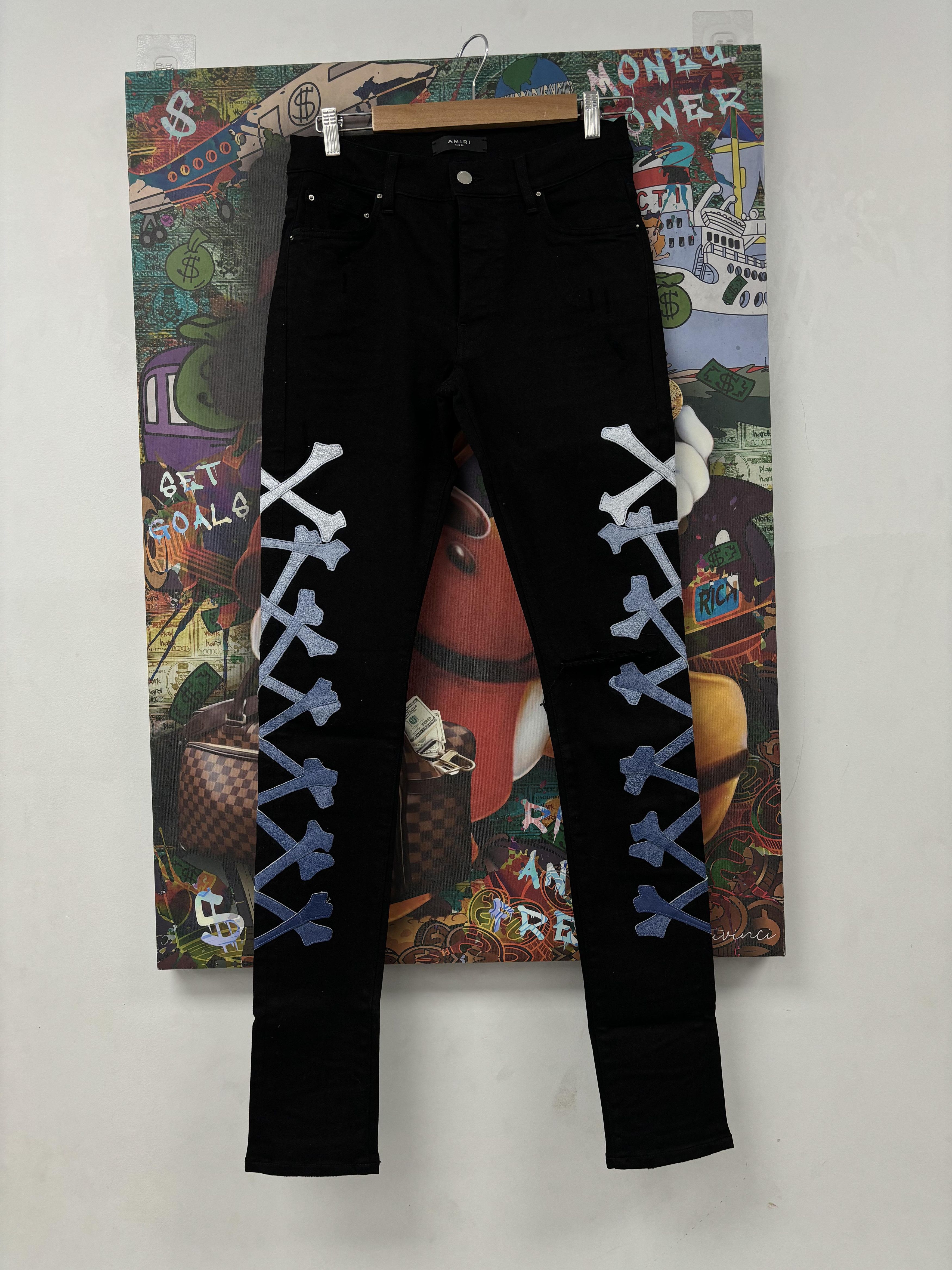 Amiri Amiri Blue Gradient Bone Black Jeans Size US 32 / EU 48 - 1 Preview
