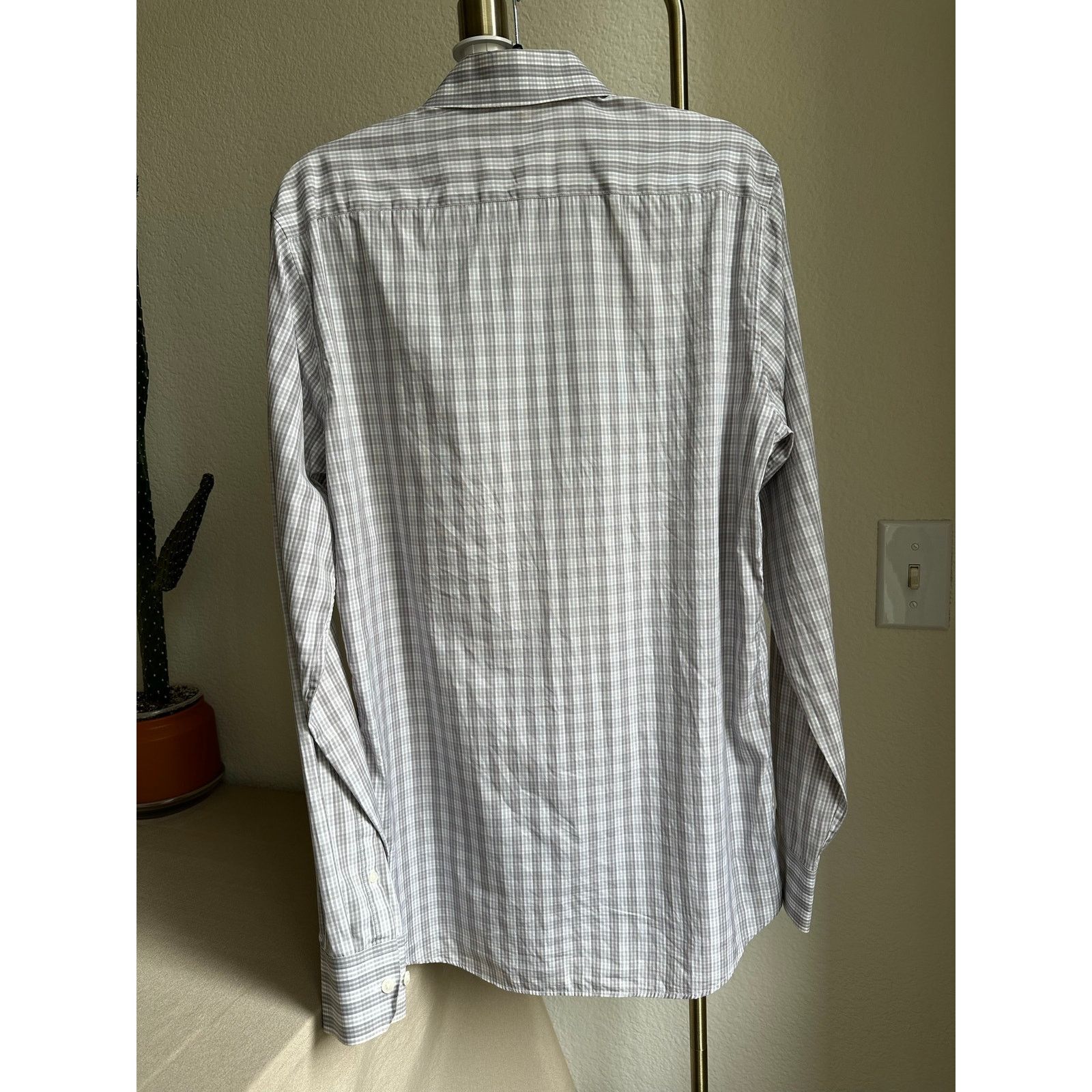Theory Theory Gray Plaid Marco Longsleeve Dress Shirt Size US L / EU 52-54 / 3 - 4 Thumbnail