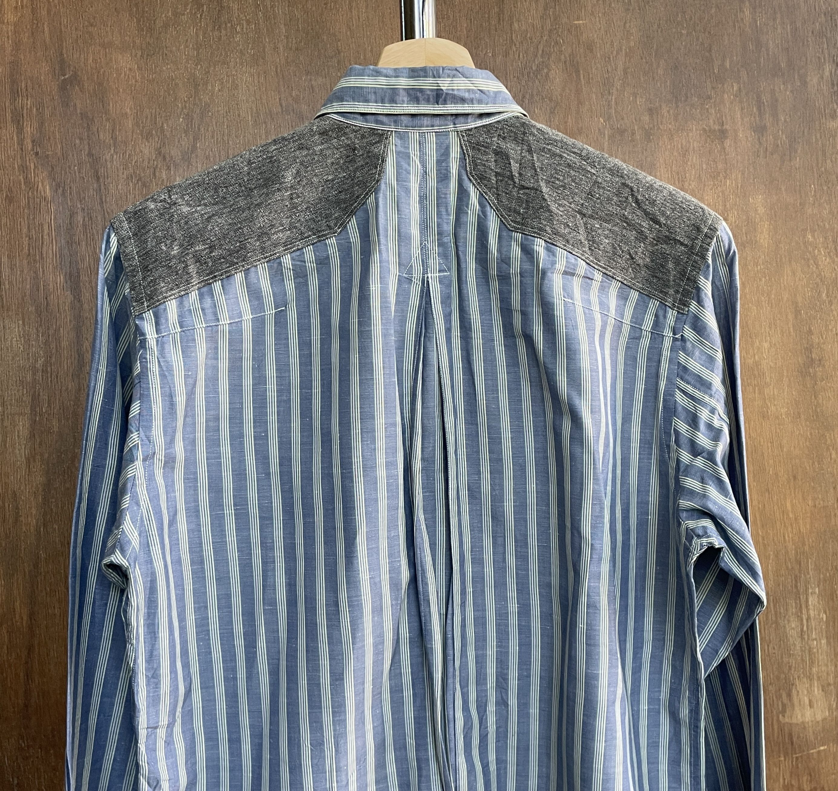 Comme des Garcons SHIRT JUNYA WATANABE CDG MAN Stripped Linen Patch Shirt 2013 Size US XXS / EU 40 - 4 Thumbnail