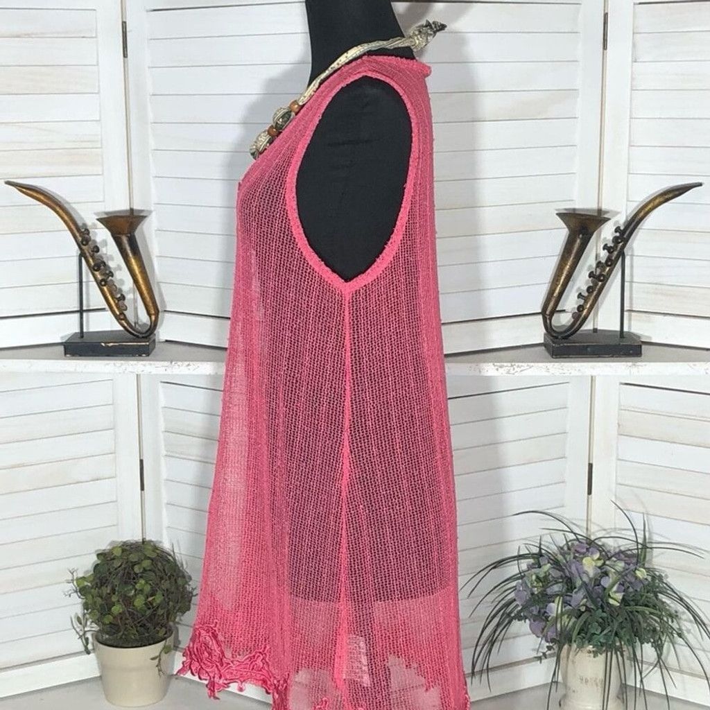 Vintage Simply Noelle Beach Cover Up Sheer Mesh Hot Pink Sz M Size L / US 10 / IT 46 - 5 Thumbnail