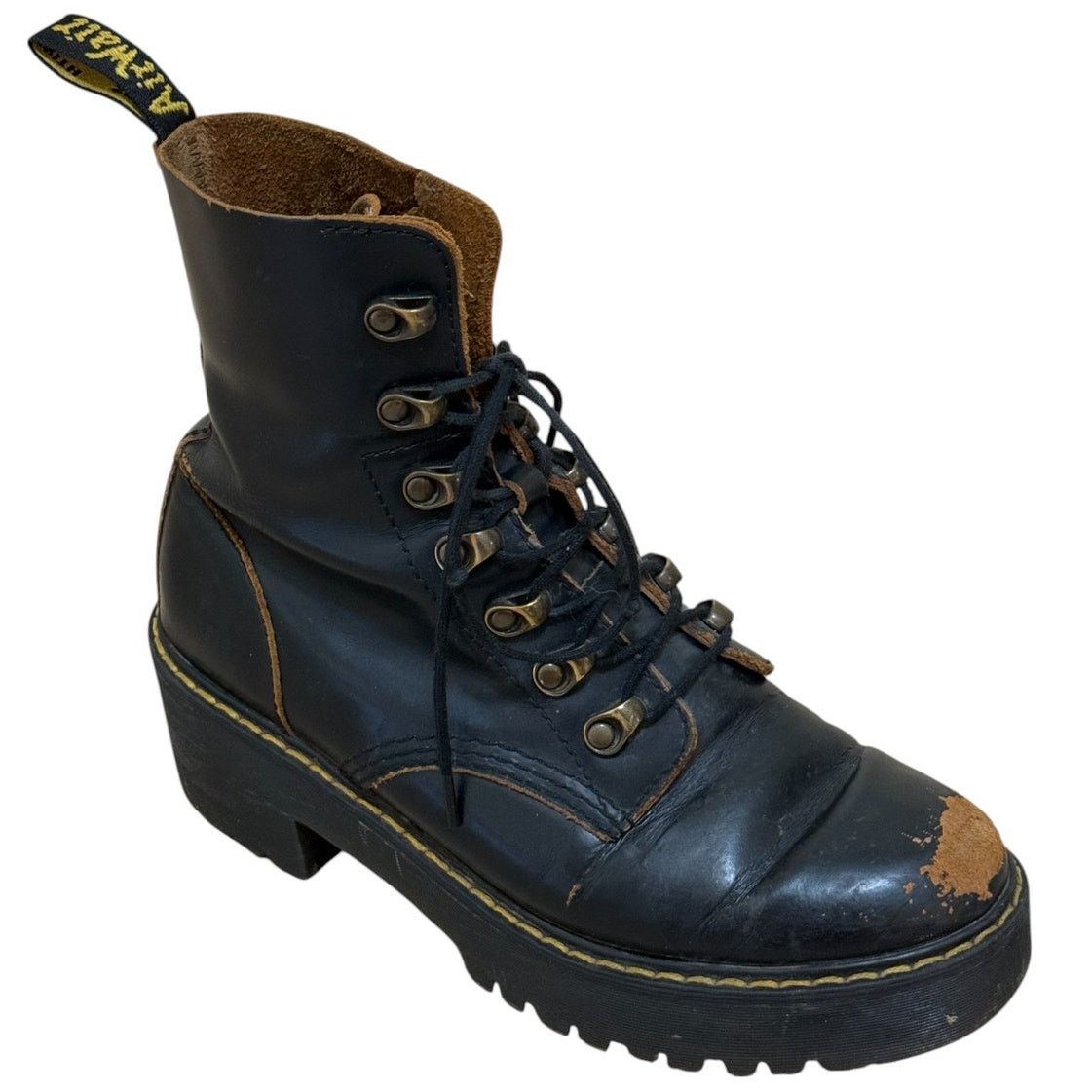 Dr. Martens Boots Women 7 Black Leona Vintage Smooth Leather