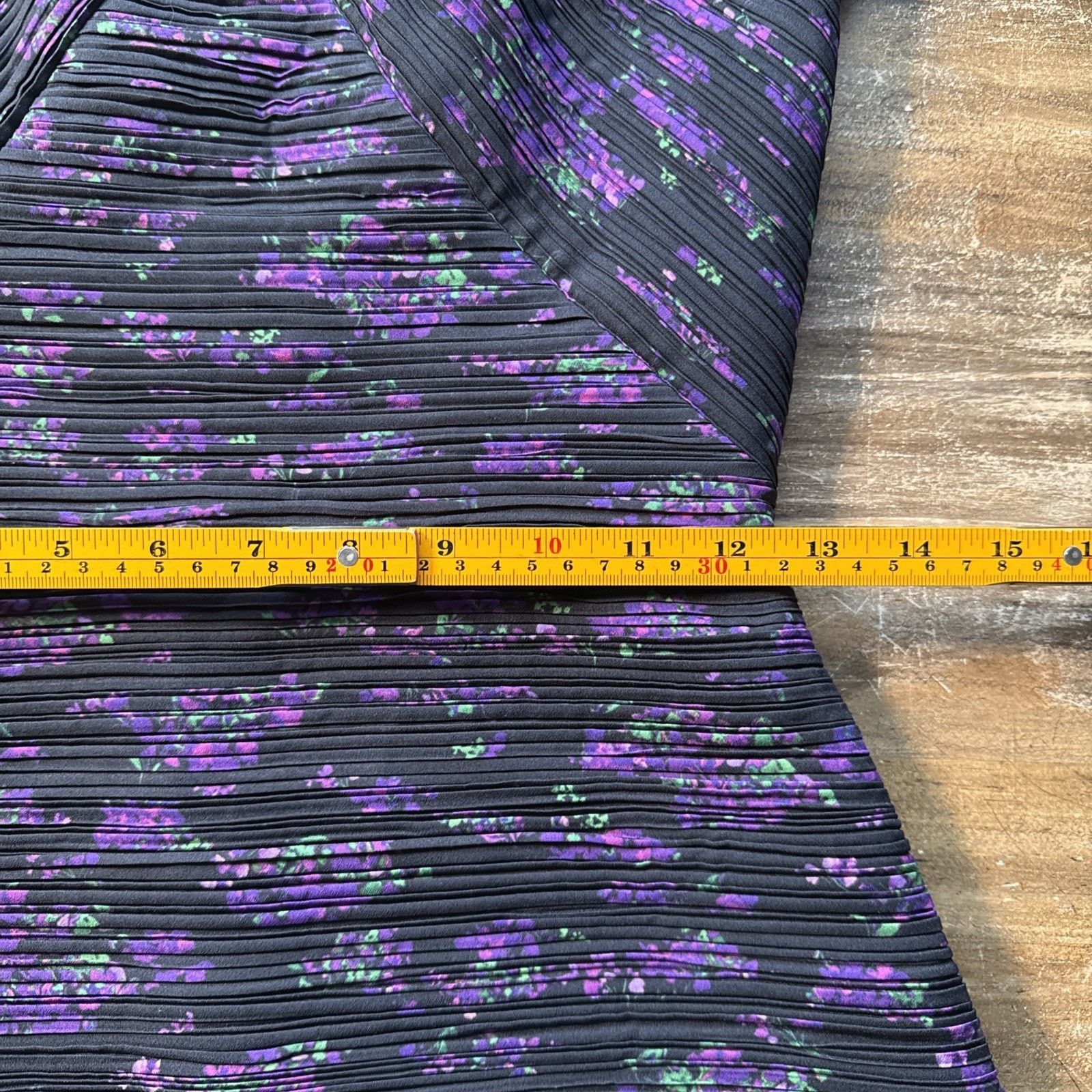 Amur Amur Giulia Black Purple Pleated Floral Print L/S Mini 0 Size XS / US 0-2 / IT 36-38 - 9 Thumbnail