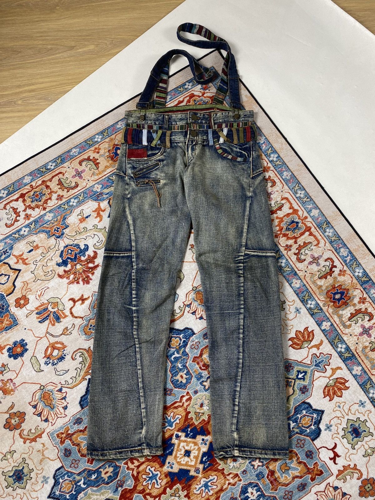 Japanese Brand Double waist suspender jeans pants Size US 34 / EU 50 - 1 Thumbnail