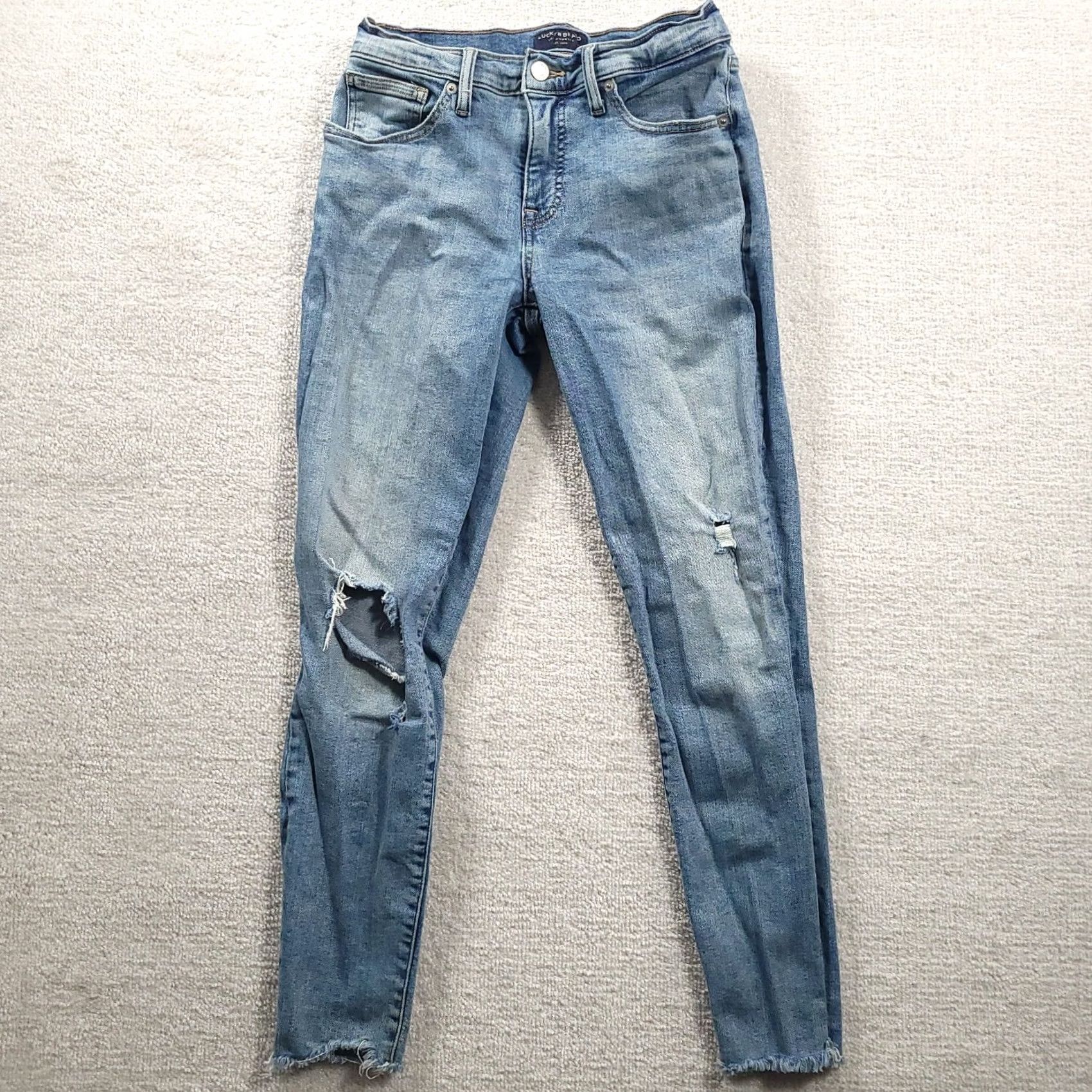 Lucky Brand Lucky Brand Skinny Jeans Womens 6 Ripped Frayed 26 x 28 Denim Blue 5-Pocket Regular Mens? Womens Size 28" / US 6 / IT 42 - 2 Thumbnail