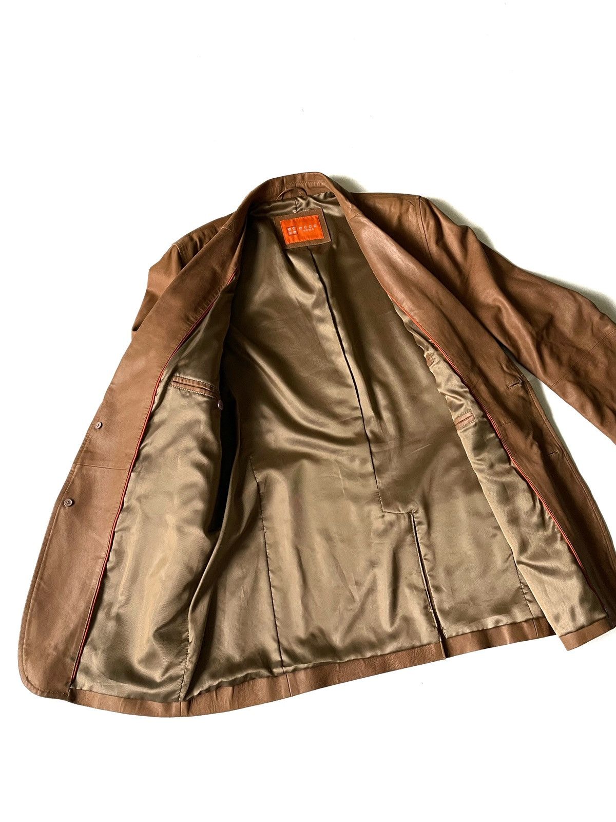 Leather Ecce Uomo Men Brown Goat Leather Blazer Size L Size 42R - 10 Thumbnail
